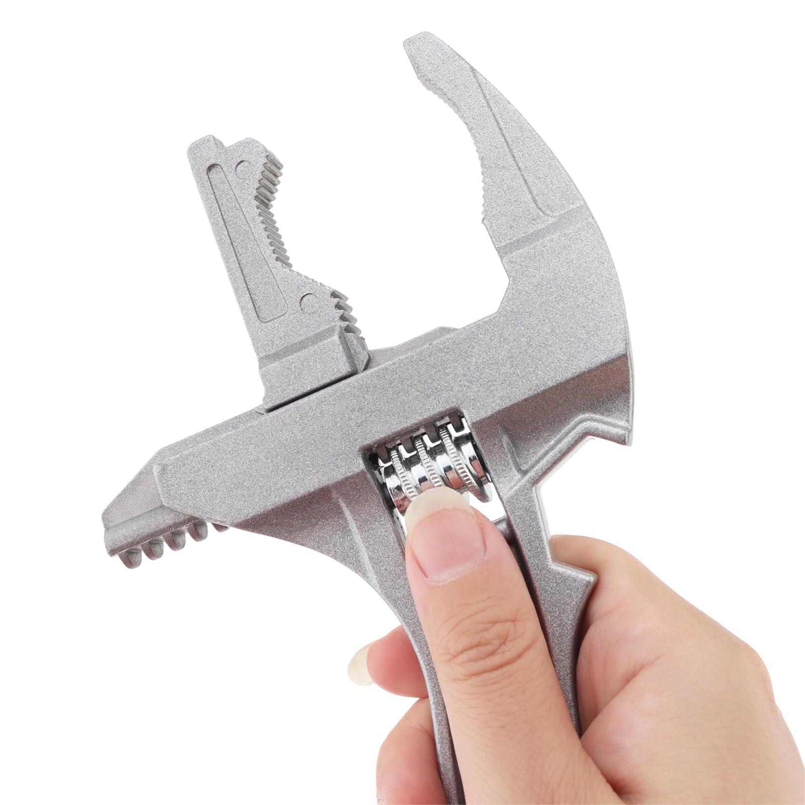 Stubby Adjustable Wrench, Large Opening Wrench, Aluminum Alloy Wrench, Wide Jaw Wrench Repair Tool for Bathroom Basin Pipe Plumbing Automotive