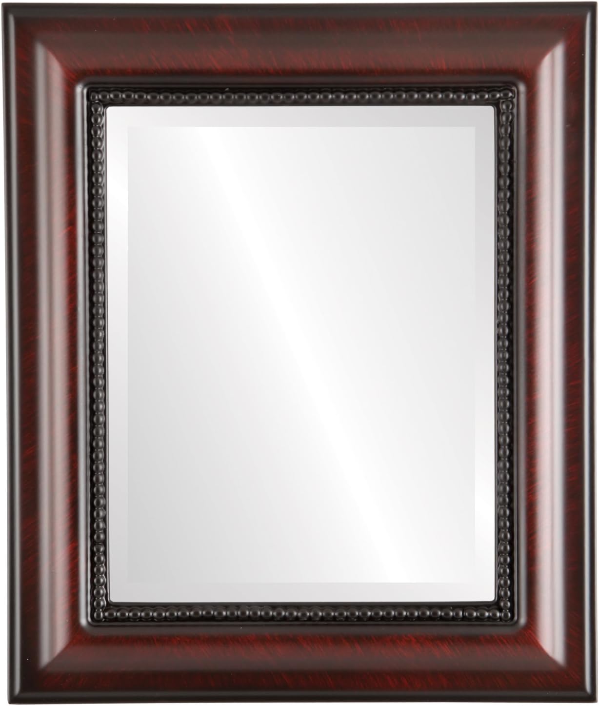 OVALCREST Rectangle Beveled Wall Mirror for Home Decor - Heritage Style - Vintage Cherry - 29x35 Outside Dimensions