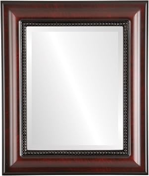 OVALCREST Rectangle Beveled Wall Mirror for Home Decor - Heritage Style - Vintage Cherry - 21x25 Outside Dimensions