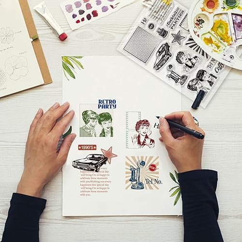 Miniatura 2 de GLOBLELAND Sellos transparentes clásicos y elegantes para mujer, diseño de fondo vintage para mujer, sellos transparentes de silicona para hacer