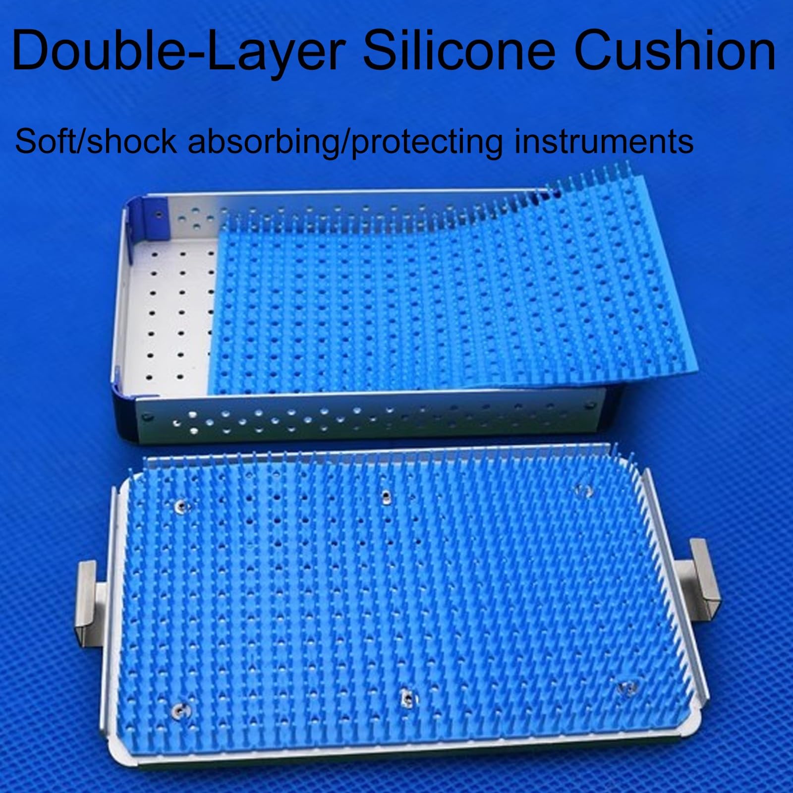 Caja Esterilización Instrumentos Médicos 2 Capas Almohadillas Silicona | Bandejas dentales, resistencia a altas temperaturas y altas presiones, caja de almacenamiento de laboratorio