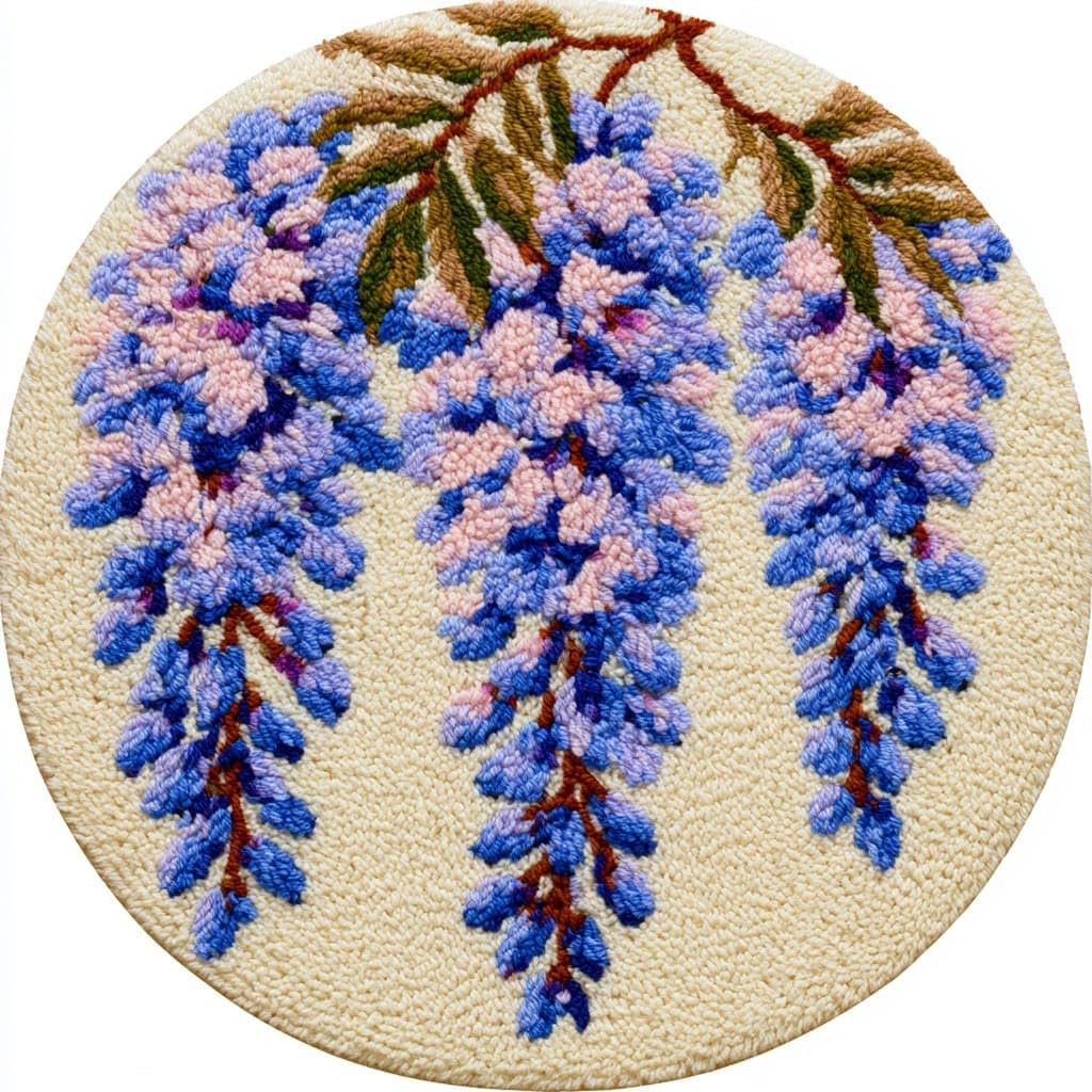 AMBATTERY Latch Hook Rug Kit Latch Hook Kits for Adults,Wisteria Flowers