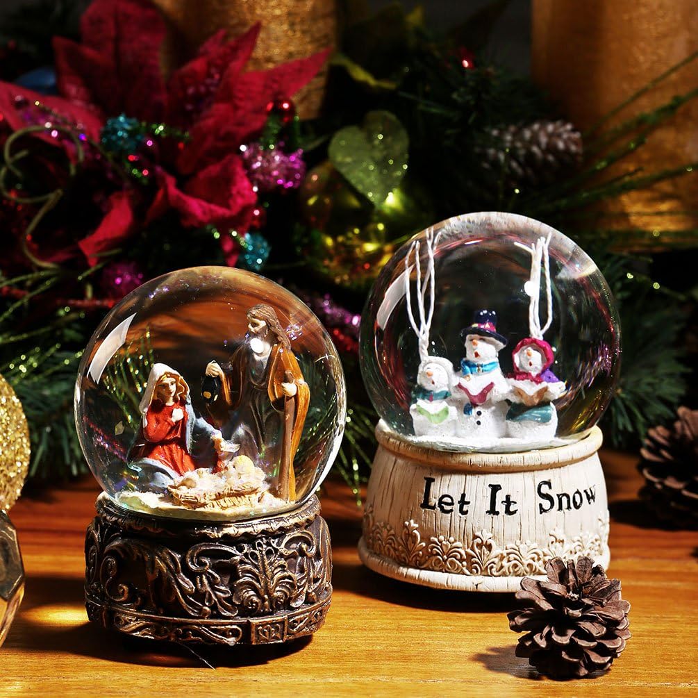 Topadorn Musical Snow Globe with Snowman and Glittering Snowfall, Christmas Music Box Home Decor for Holiday, Office Desk, Festive Gift Idea, Let It Snow - Image 8