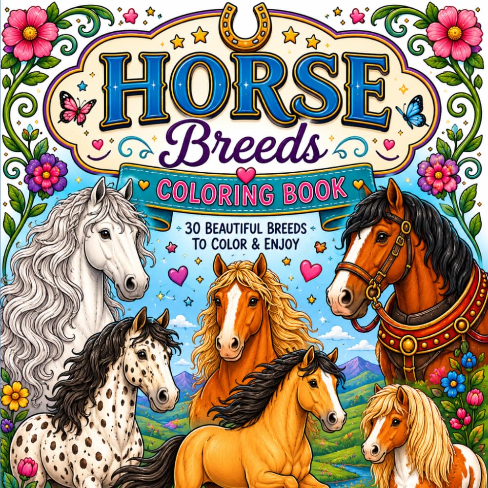 Horse Breeds Coloring Book: 30 Beautiful Breeds to Color & Enjoy
