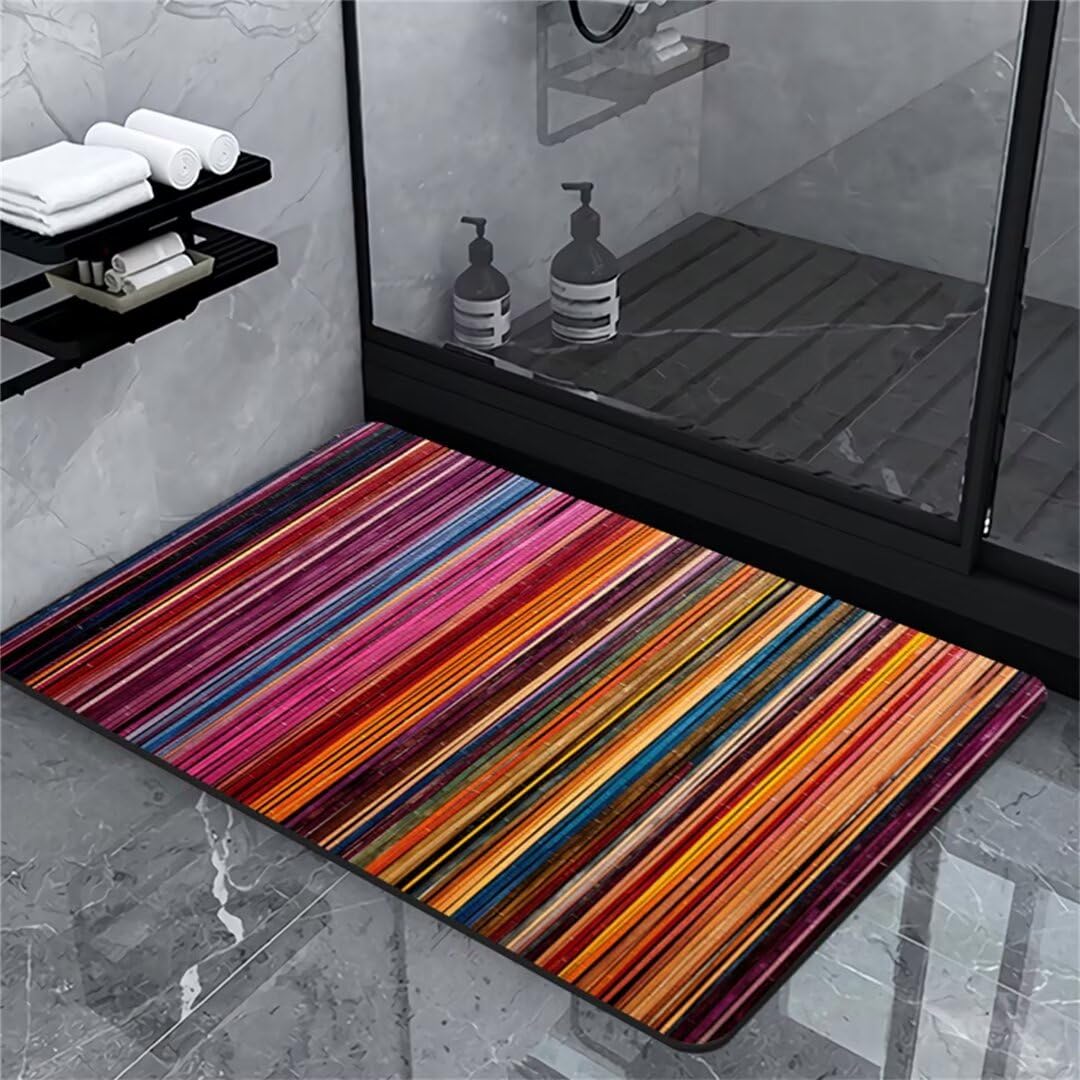 Badezimmerteppich Badteppich Groß 100x150cm Absorbierender Schnelltrocknend Badvorleger Badematten SaugfäHig Waschbar Badematte Colorful Bath Bathroom Mat, Teppich Badezimmer Matte Bad Teppich Gross