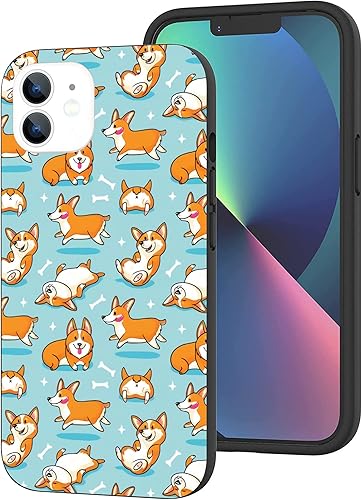 Funda compatible con iPhone 12 y iPhone 12 Pro, divertida funda delgada con diseño de perro Corgi para diseño de funda protectora de TPU suave con