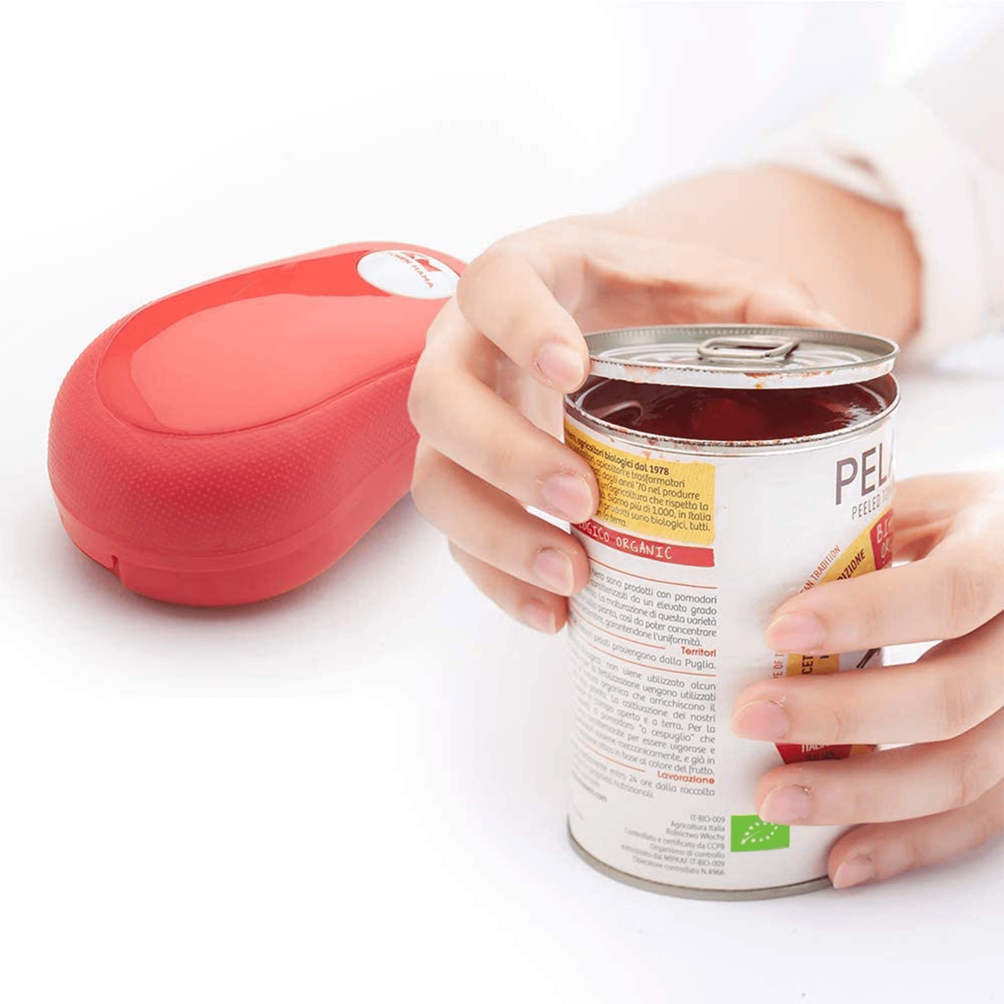 Elektrischer Dosenöffner One-Touch von Kitchen Mama: Öffnen Sie Dosen einfach per Knopfdruck – automatisches Anhalten nach getaner Arbeit, ergonomisch, glatter Rand, lebensmittelecht (Lila)