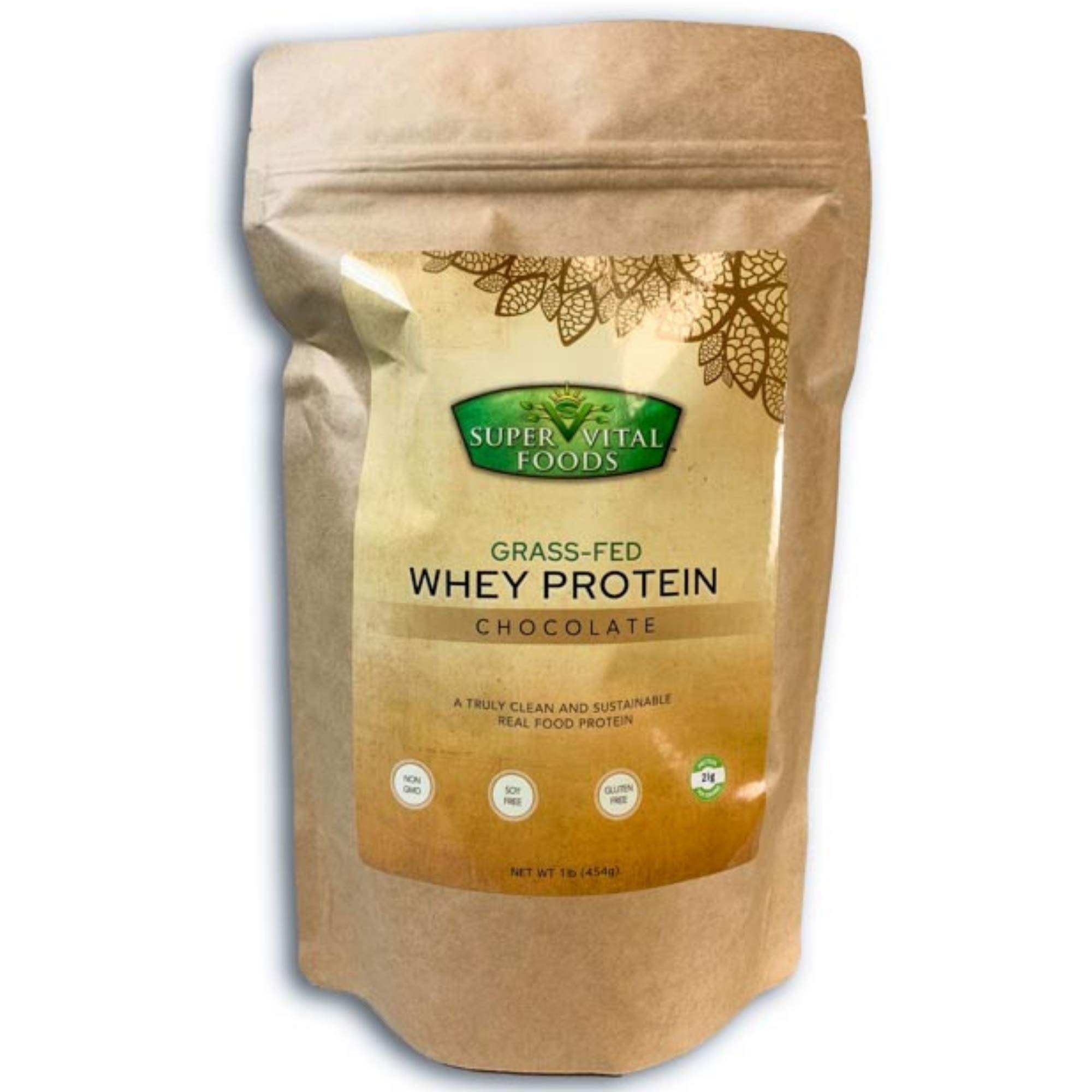 Super Vital Foods Grass Fed Whey Protein, Chocolate, 1 Pound (1 Pack)