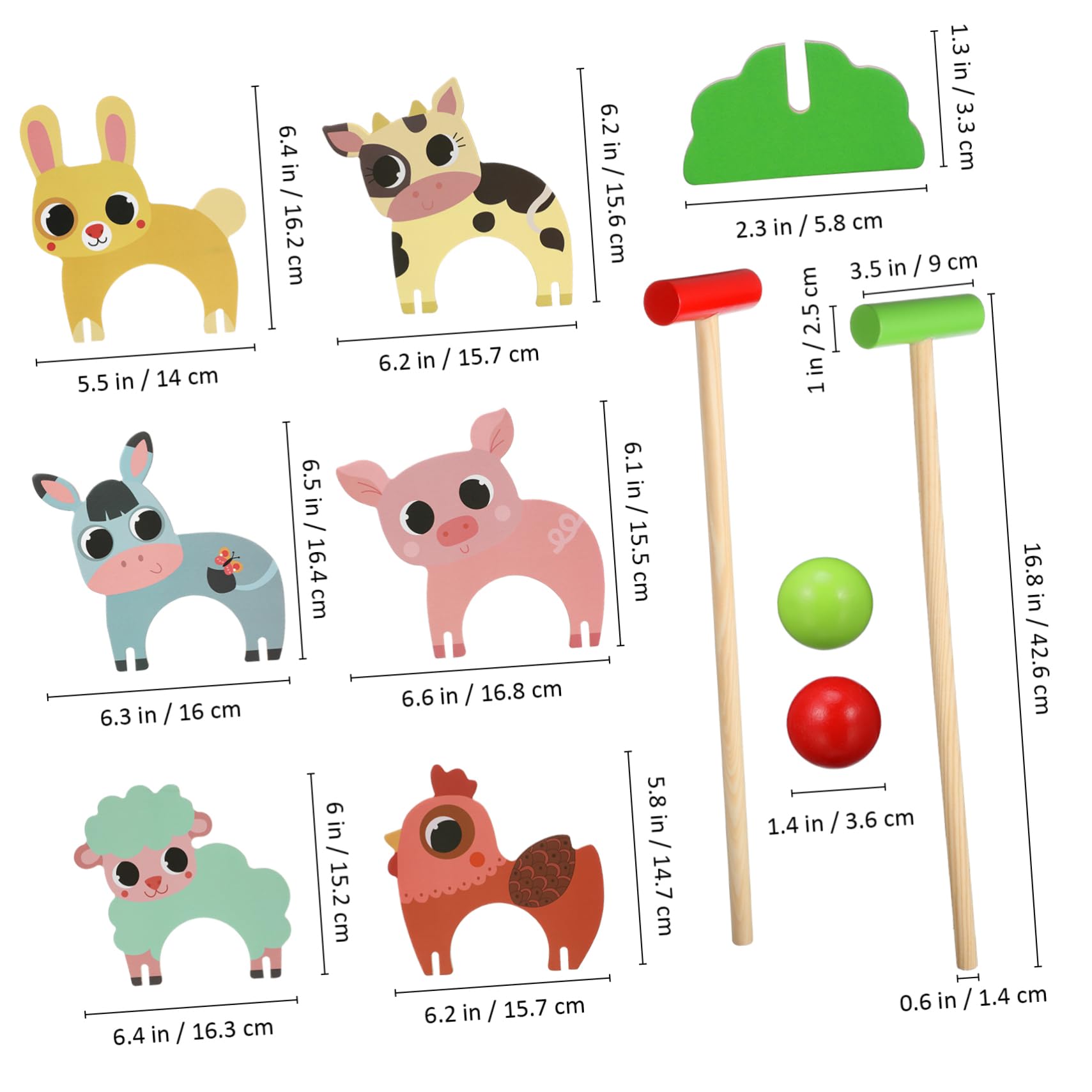 Totority 1set Animal Croquet Game Set for Boy Girl Cute Animal-Themed Indoor Outdoor Fun with Mallets Wickets Engaging Family Activity for Coordination Playtime