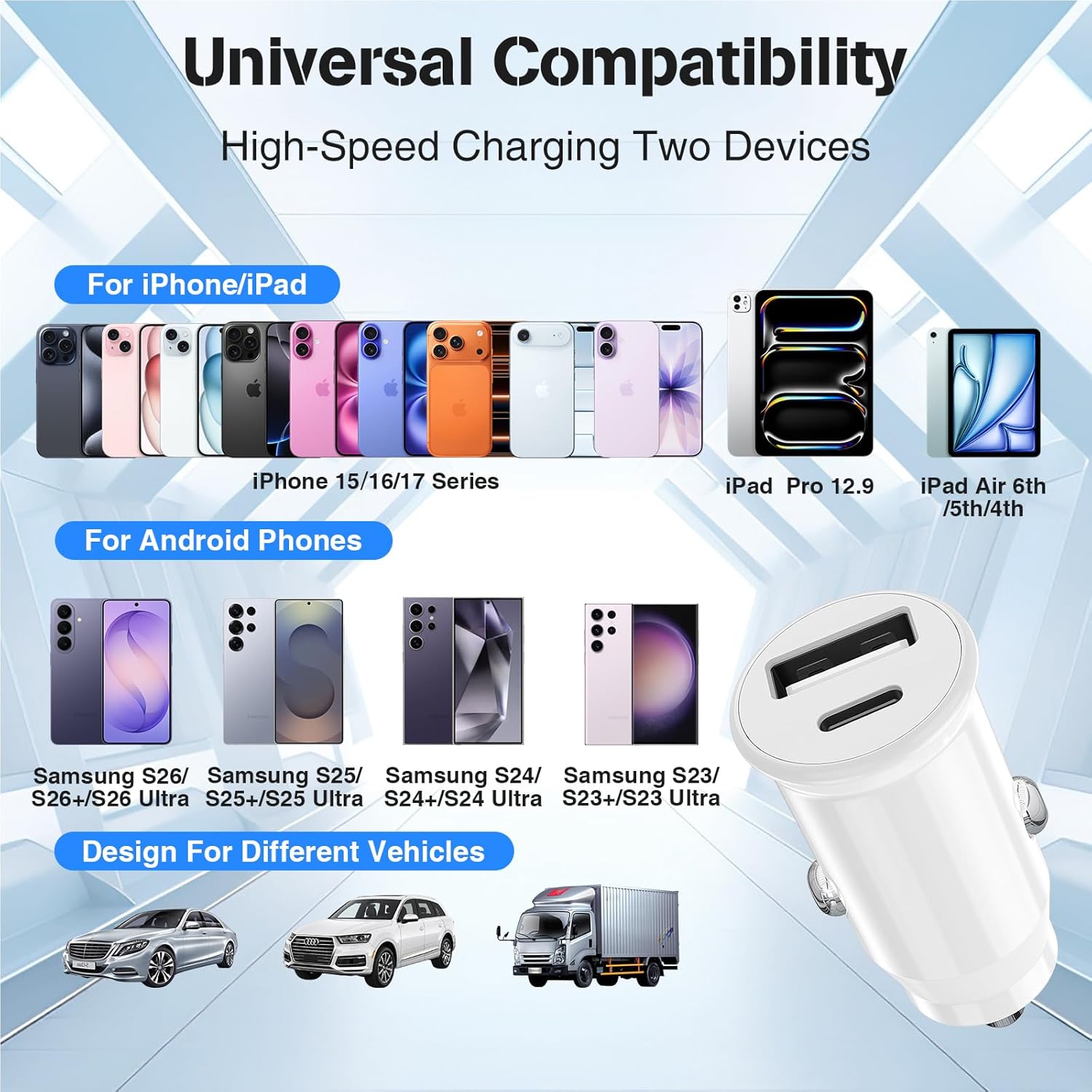 48W USB C Car Charger for iPhone 17 16 15 Pro Max, 48W Dual Port USB-C & USB-A Car Fast Charging Adapter, 2X3FT C to C Cable & A to C Carplay Cable for iPhone 17 16 15 Series/iPhone Air, iPad, Samsung 8 71Q1vrIBGgL. AC SL1500