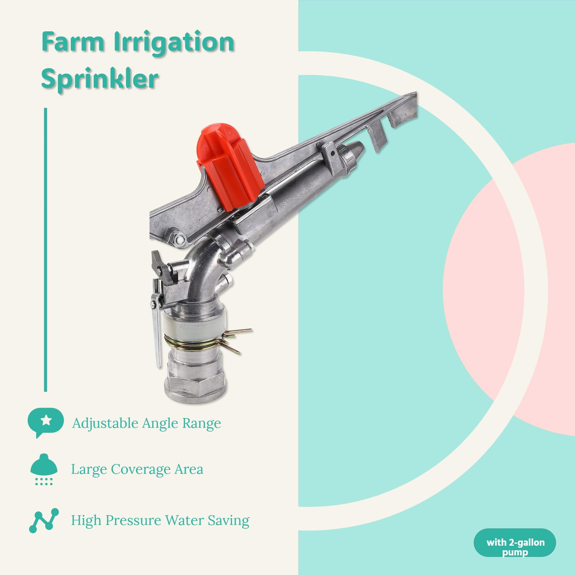 Pistolet pulvérisateur d'eau de 5,1 cm, grande surface, pour l'agriculture, l'arrosage, l'arroseur rotatif à 360° pour l'irrigation de la ferme, de la pelouse, du jardin