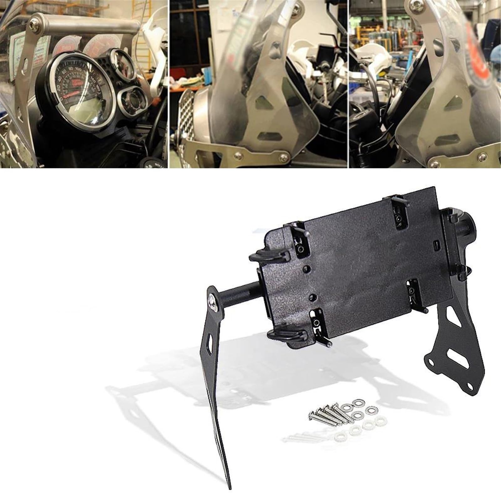 Porte Téléphone Moto Support De Pare-Brise De Moto pour Téléphone Portable, Plaque De Navigation GPS pour Royal pour Enfield pour Himalayan 2016-2020(B and 12mm)