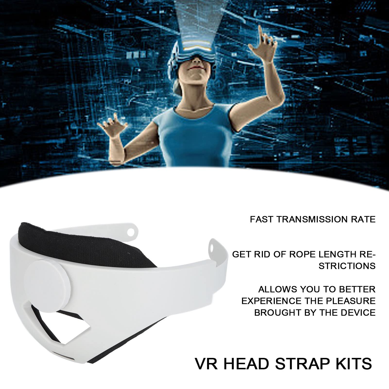 All-in-One VR-Kopfgurt-Sets Ersatz, VR-Kopfgurt-Sets für 2 Personen, Komfortables VR-Brillen-Zubehör-Set mit weichem Augenpolster und Datenkabel,