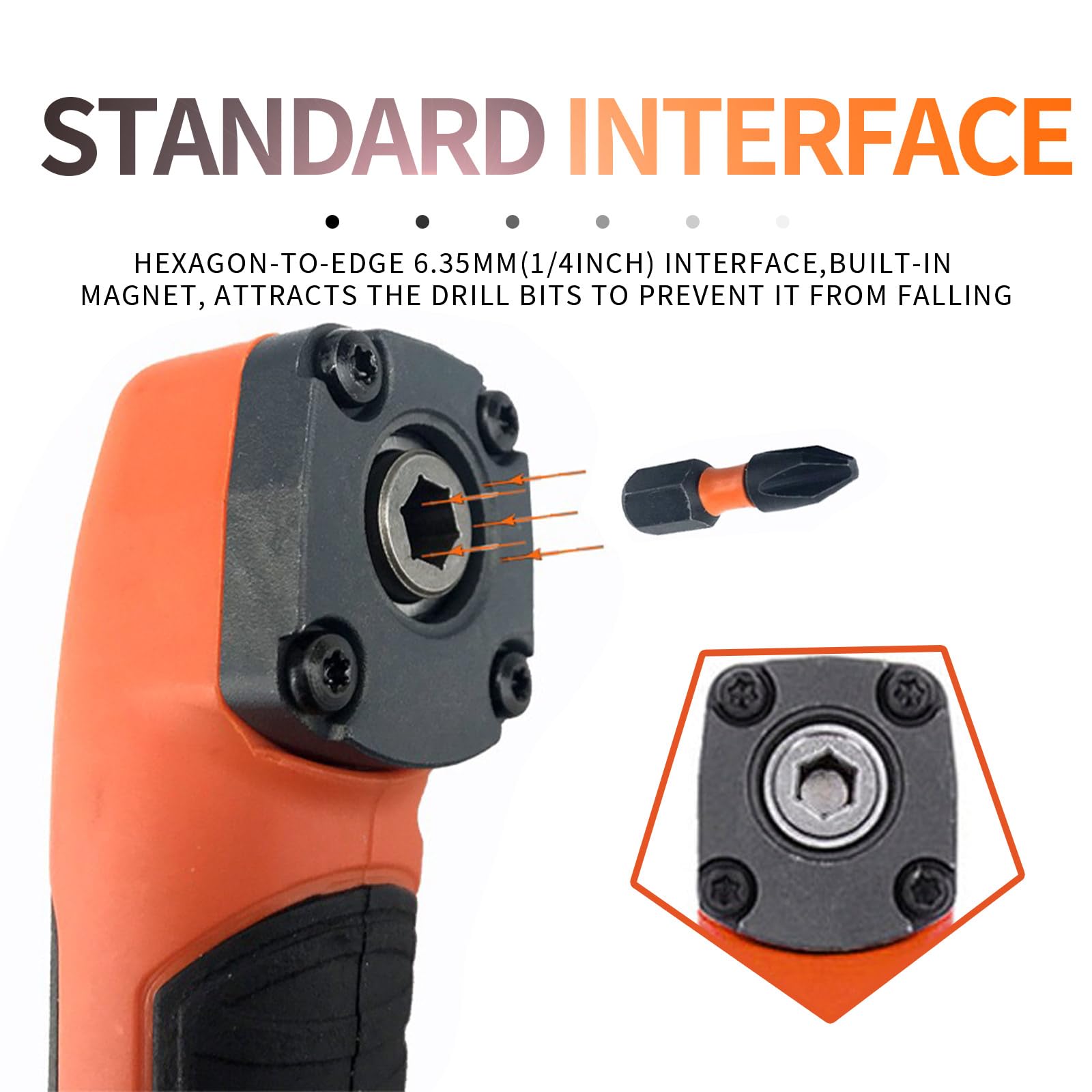 90 Degree Drill Adapter, Right Angle Drill Attachment, ABS Handle Screwdriver Socket Adapter, Drill Bit Corner Adapter, Perfect For Driving Screws And Drill Holes In Tight Spaces(Orange - View #12