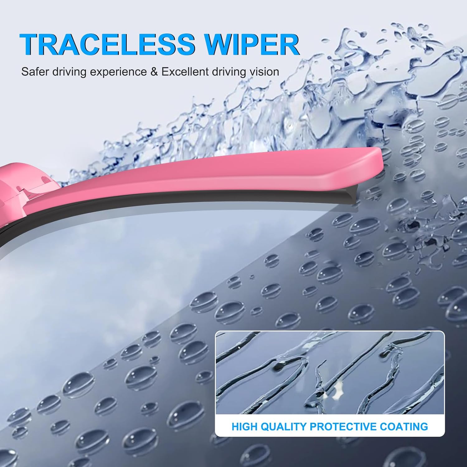 CJPPPZIW® Windshield Wipers-16"+16" Replacement for 2018-2024 Jeep Wrangler/2020-2025 Gladiator,Streak-free,OEM Quality Premium All-Season Front Pastel Pink Wiper Blades (Set of 2)