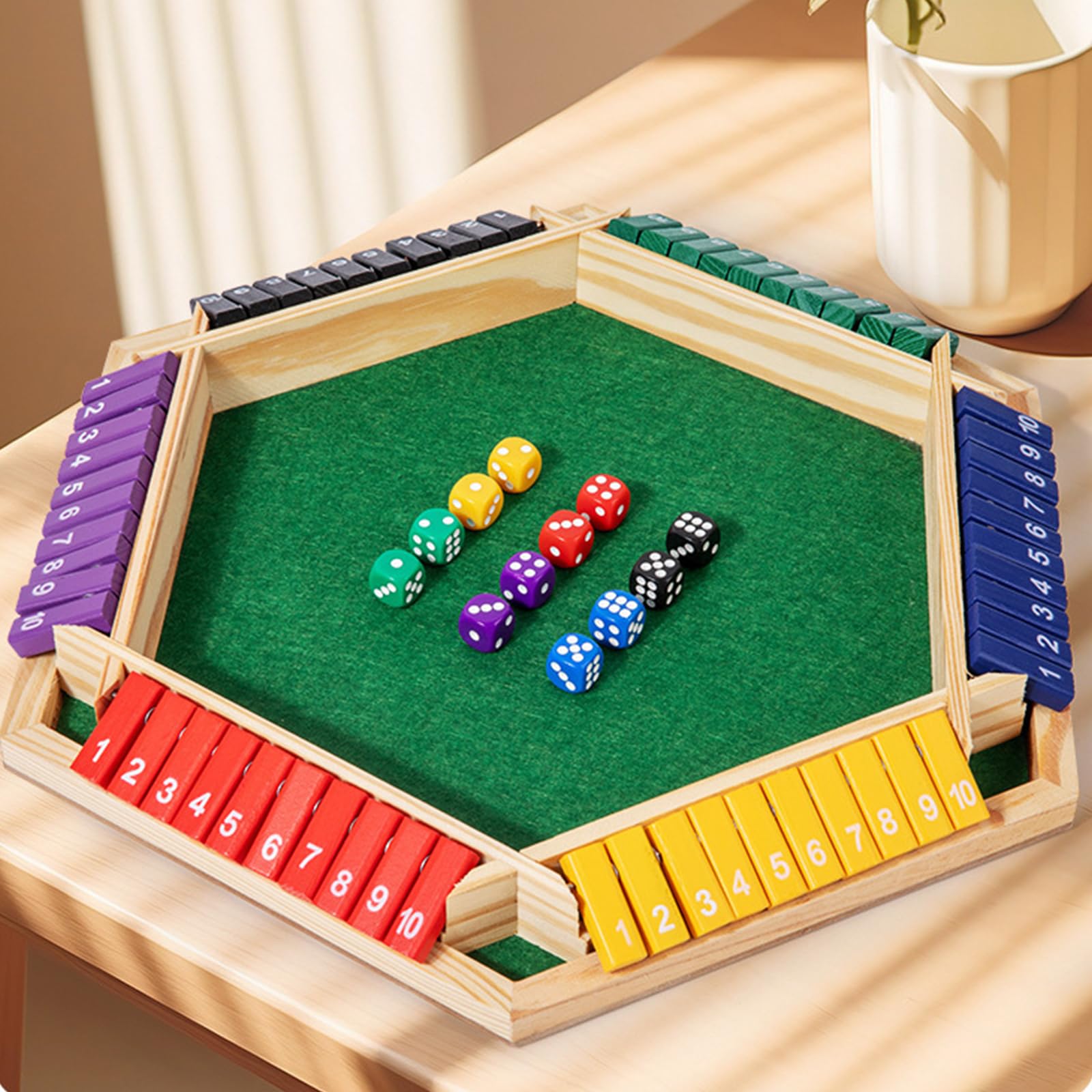 Gra Shut The Box 6 graczy, drewniana matematyka tradycyjna Pub planszowa gra w kości edukacyjna rodzina dla dzieci dorośli-Multicolor-2PCS