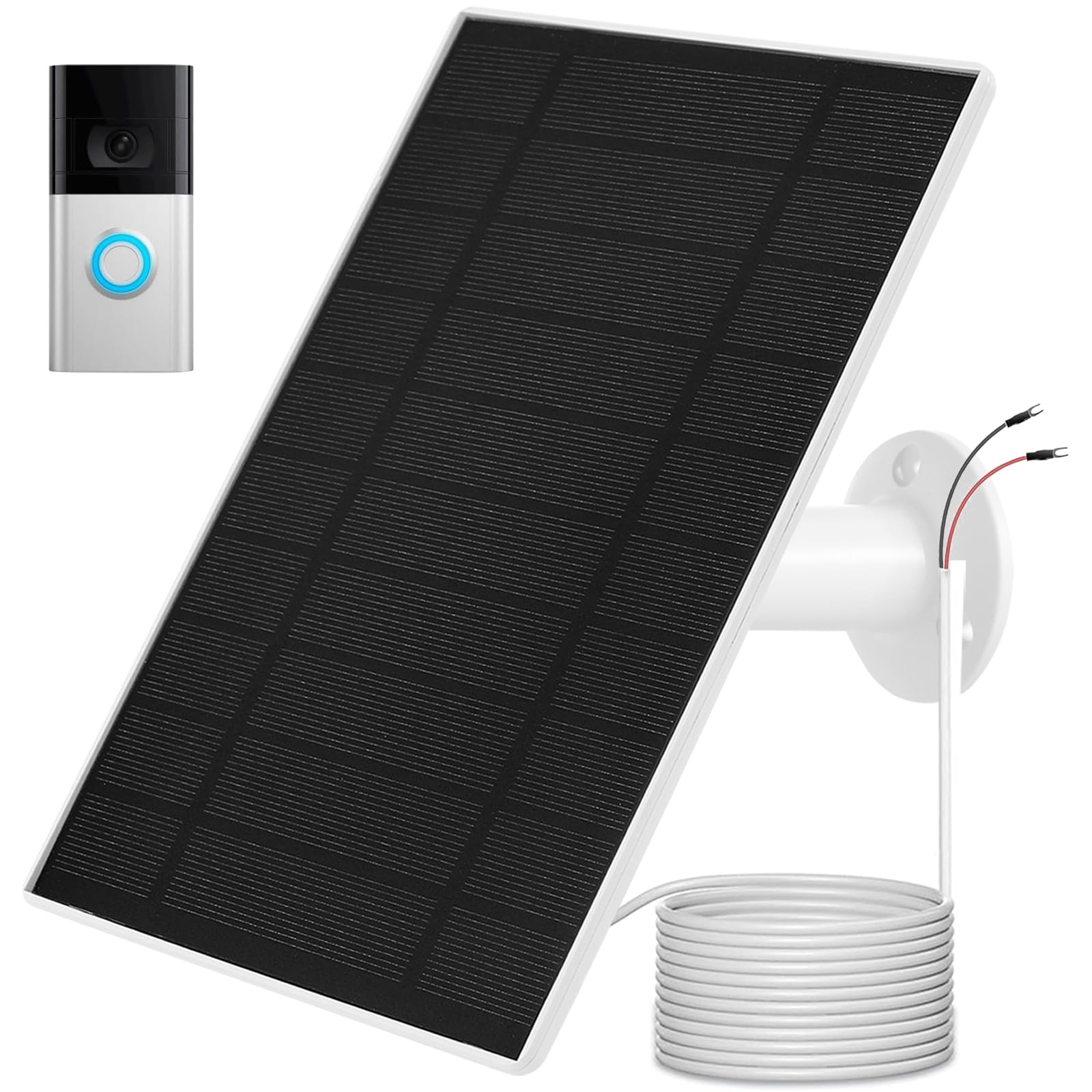 Ring Doorbell ładowarka słoneczna, kompatybilna z dzwonkiem wideo Ring 3/3+/4, akumulatorowy dzwonek wideo Plus, wodoodporny kabel do ładowania 4 m, szybkie ładowanie 5 V6 W