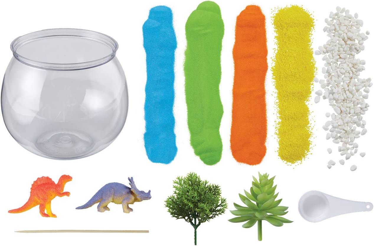 MindWare Make Your Own Dinosaur Habitat – Fun & usable DIY Dino Crafts for Boys, Girls & Teens – Make a Sand-Art Dinosaur Habitat with All Pieces Included – 12 pcs – Ages 6+