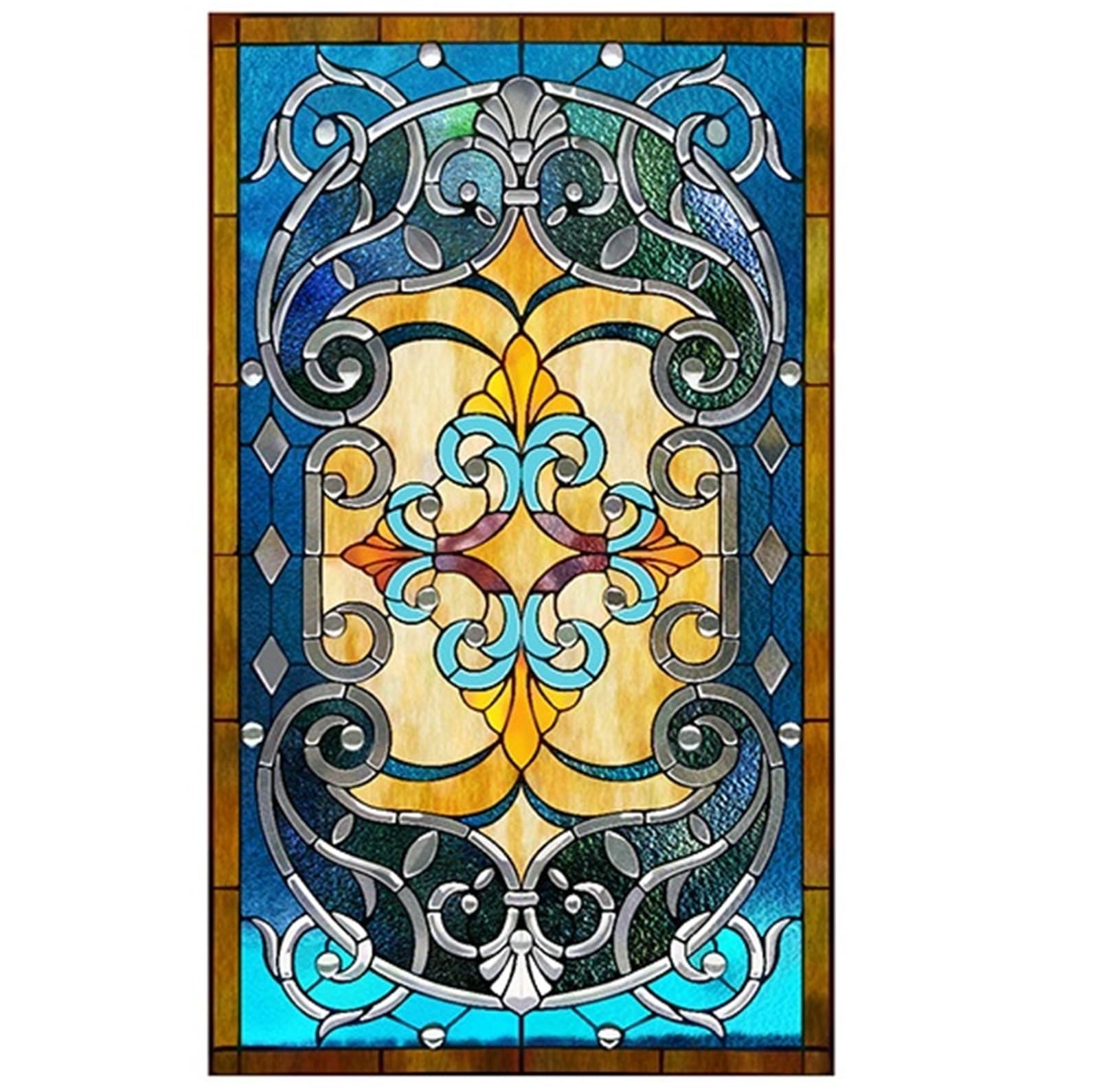 Retro-Fensterfolie Glasaufkleber, Buntglas, Milchglas, Fensterpapier, elektrostatische Kunst, Malerei, Retro-Kirche(Color 7,30x80cm)
