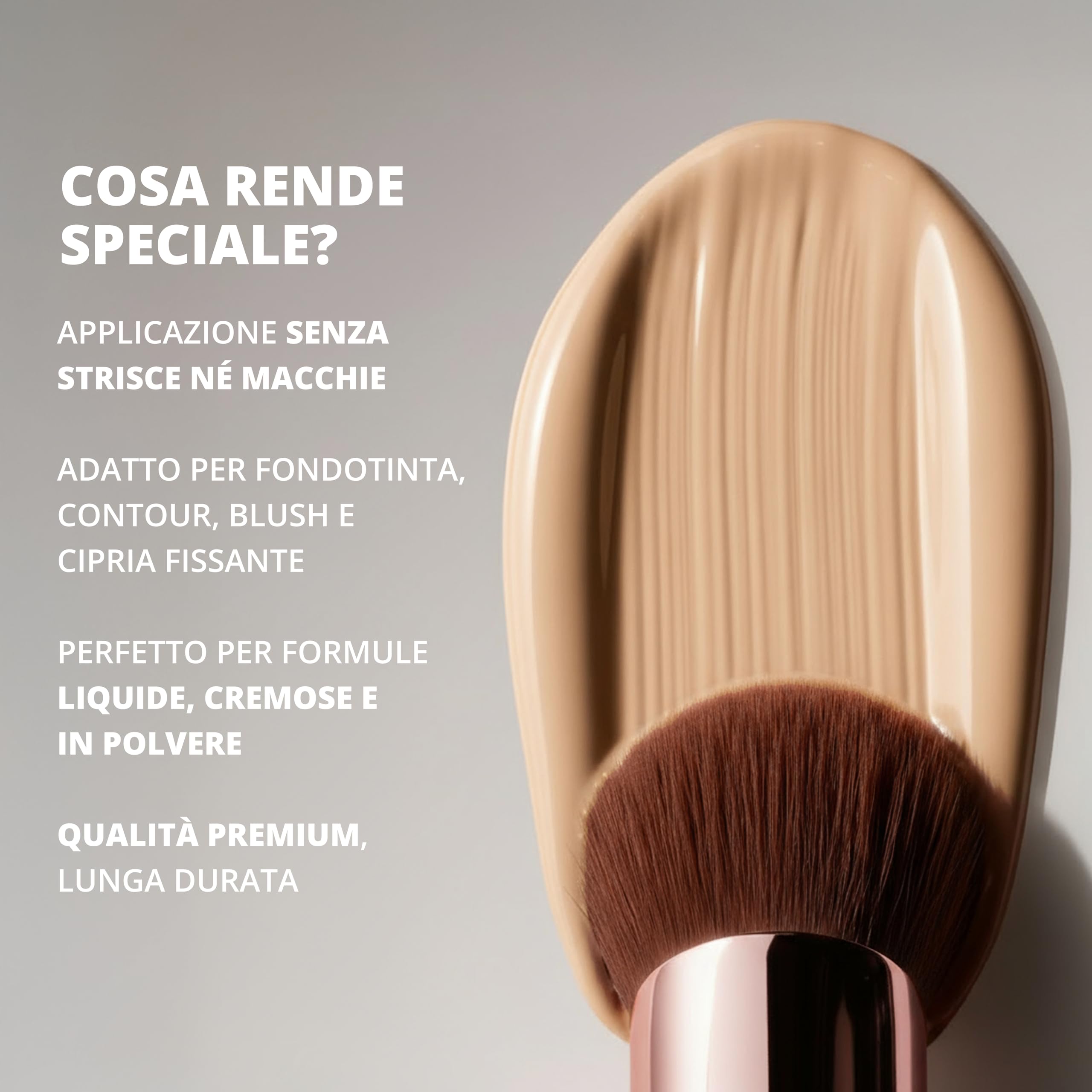 Pennello Fondotinta Liquido Trucco Cipria - Pennello Flat Top Kabuki Viso, Perfetto Per Foundation, Crema Minerale, Polvere - Setole Sintetiche Di Qualità Professionale