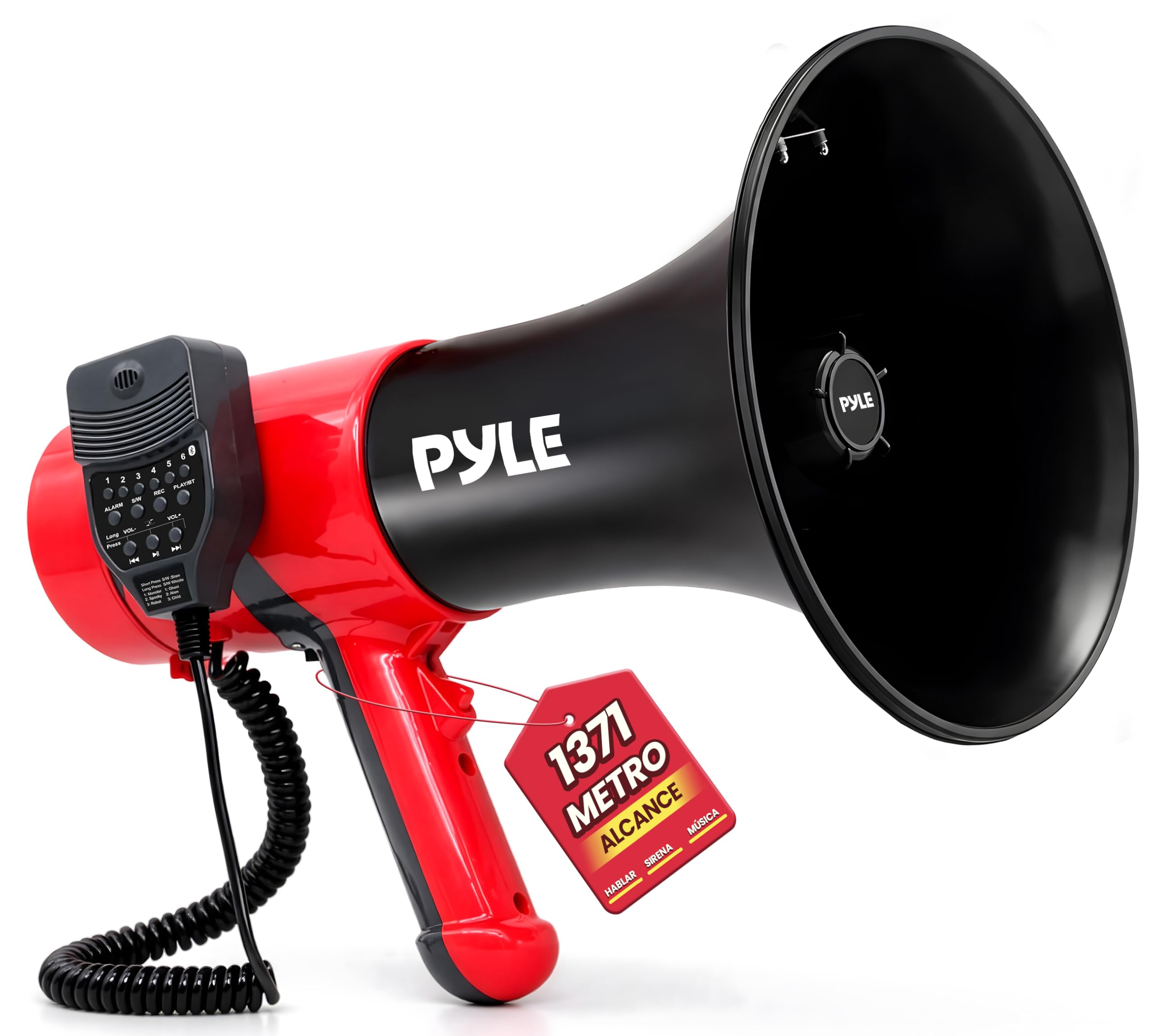 Pyle megafono, Portatil, Bocina PA, Control de Volumen Ajustable, Compatible con Bluetooth, Sirena, Alcance de 1500 Yardas — view 8