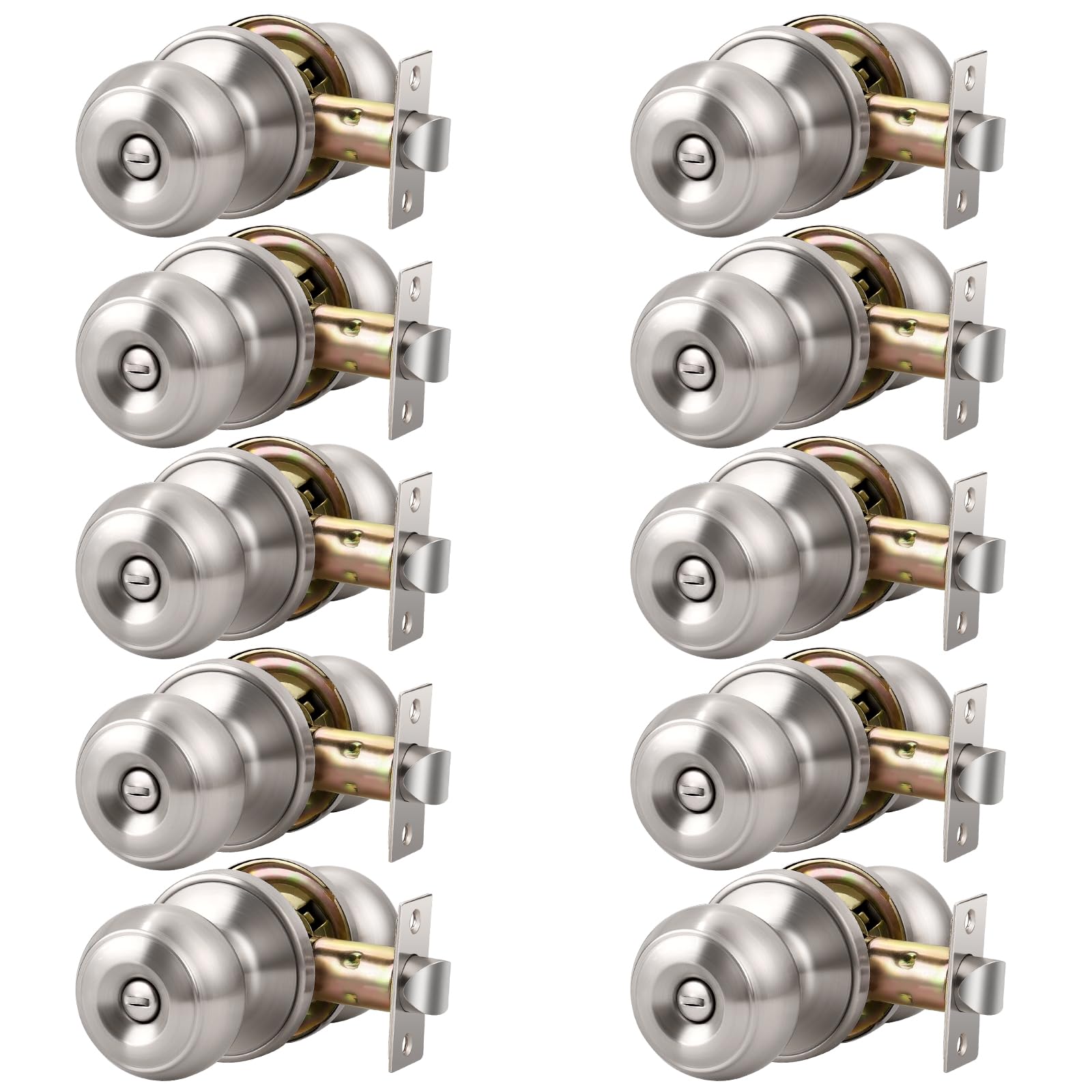 Privacy Door Knobs with Lock - Brushed Nickel -26