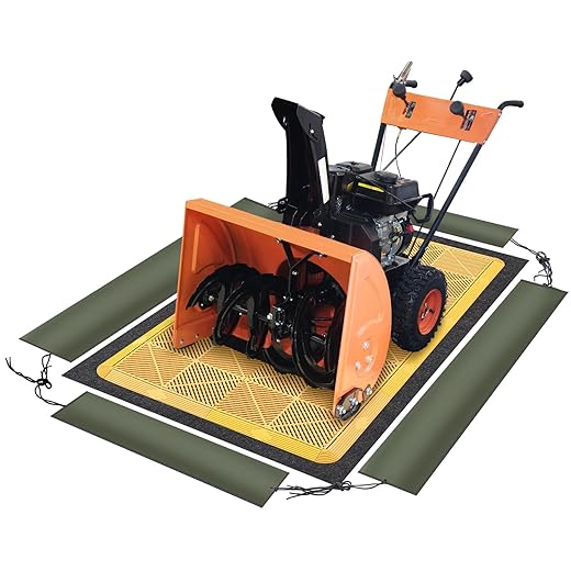 Large Snow Blower Mat with Waterproof Lip for Garage 63 x 30 x 4 Inches(L x W x H) Heavy Duty Drip Deck for Snow Melting Water Containment Keep Garage Tidy Floor Protection Winter