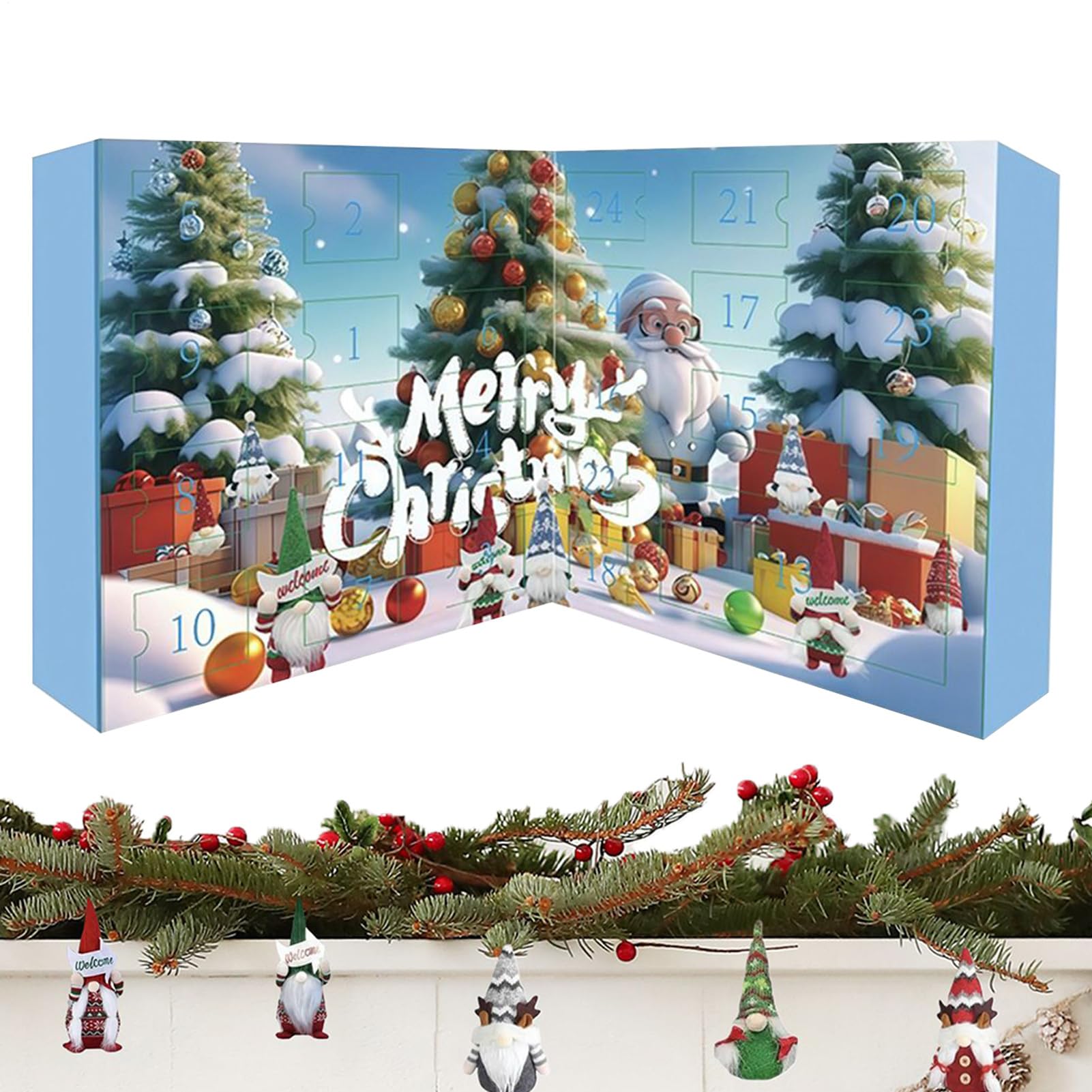Calendario Gnomi Conto Alla Rovescia Calendario 'Avvento Da 24 Giorni | Addobbo Con Pupazzo Peluche Natalizio Per Scrivania Mensola Libreria Camera Soggiorno