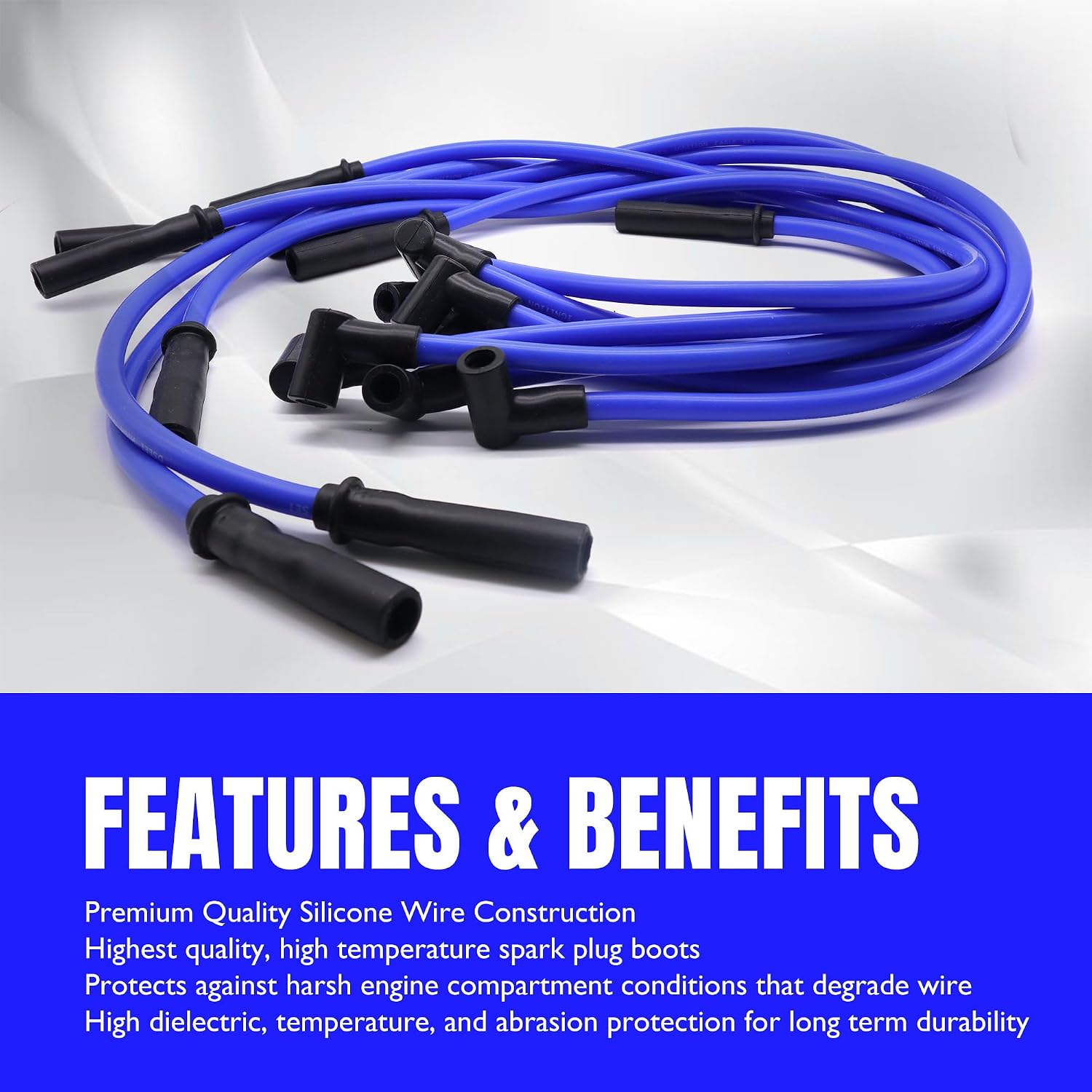 SP10-390-1024 9PCS 10.5mm High Performance Spark Plug Wires Set Compatible with SBC HEI BBC Chevy 350 383 454 Electronic