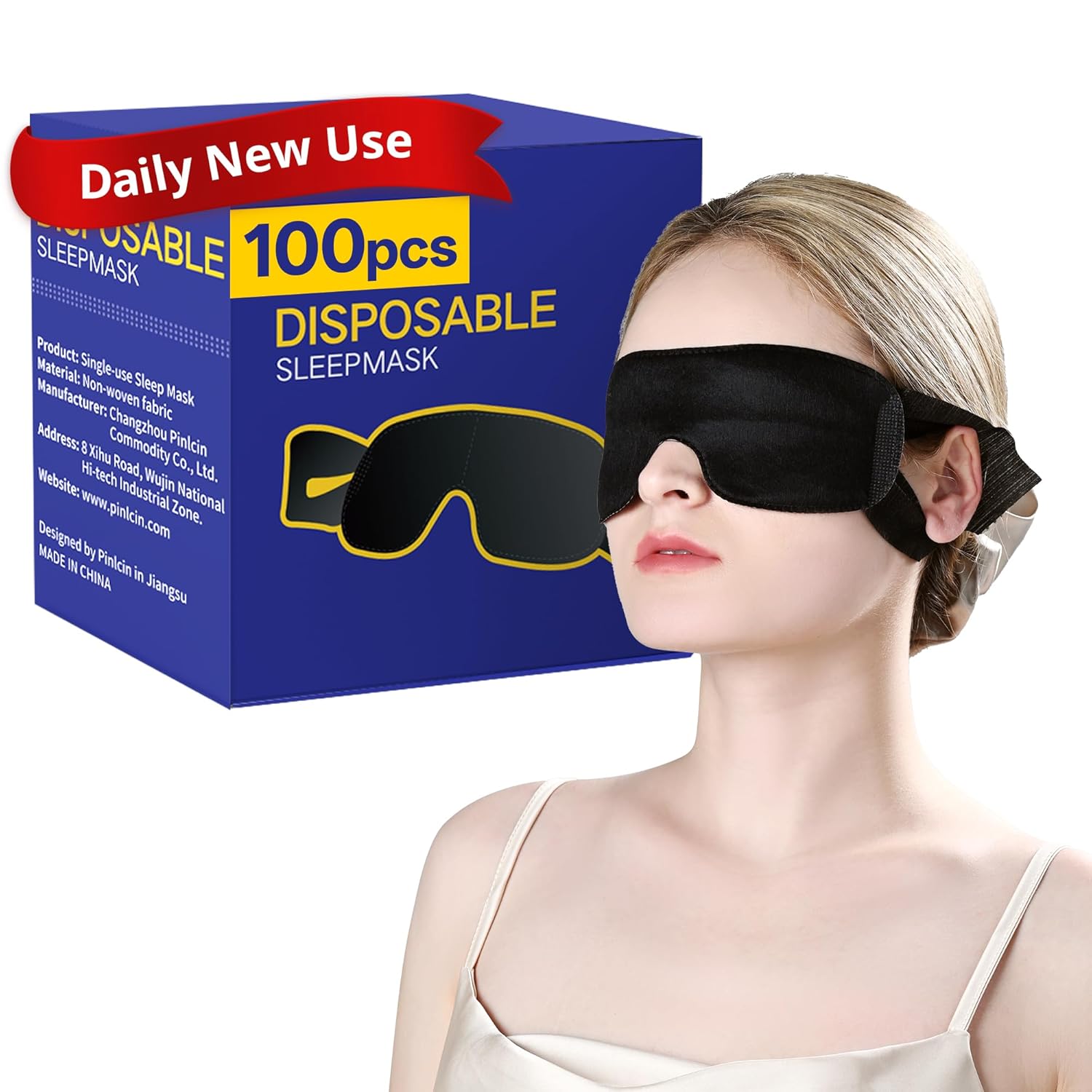 CROUVM 100 Pack Disposable Sleep Masks Bulk Blackout Blindfolds for Men Women Soft Eye Shade Cover for Sleeping