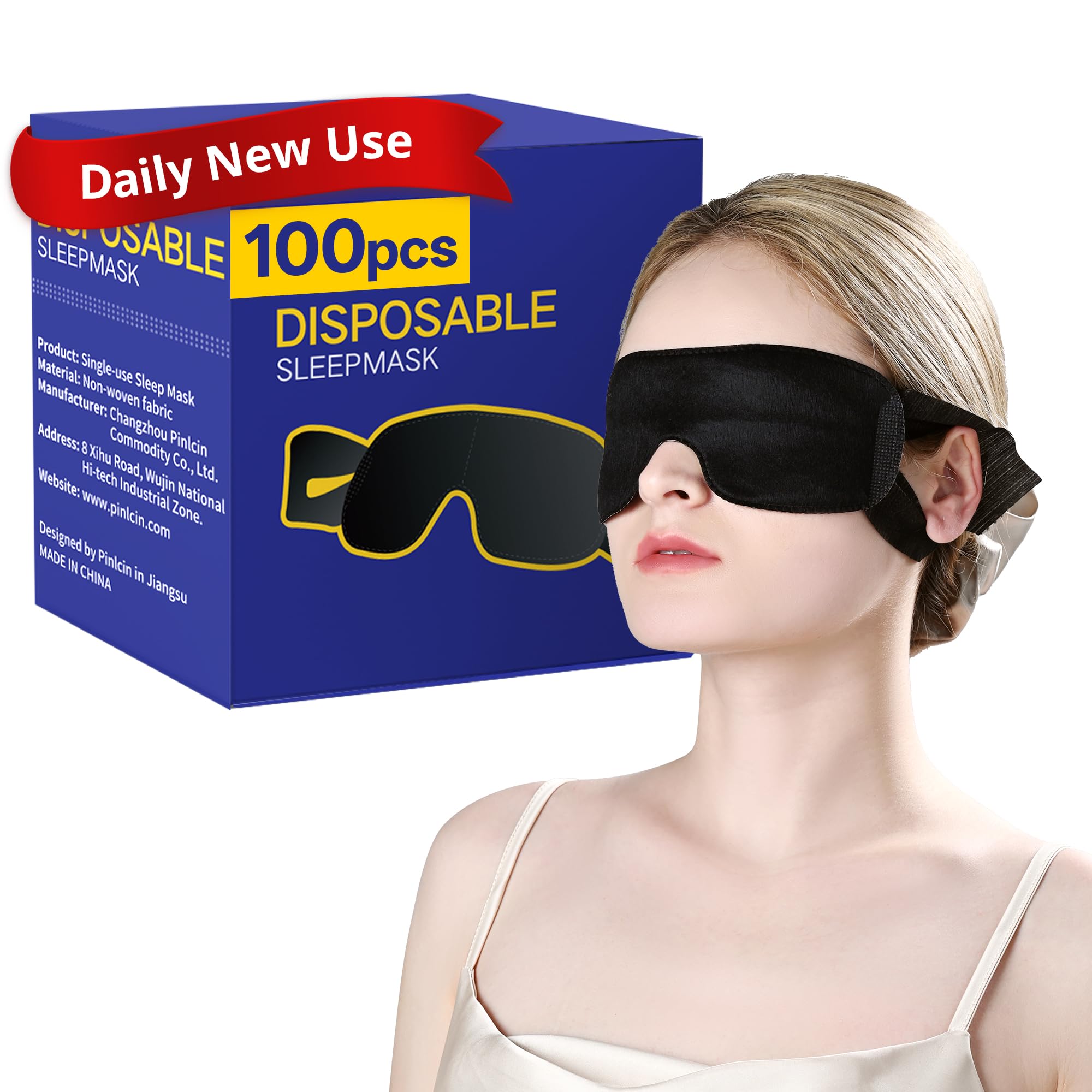Sponsored Ad - 100 Pack Disposable Sleep Masks Bulk, Blackout Blindfolds for Men Women, Soft Eye Shade Cover for Sleeping Travel Yoga, Light Blocking Night Eye Mask for Party Games Team Building
