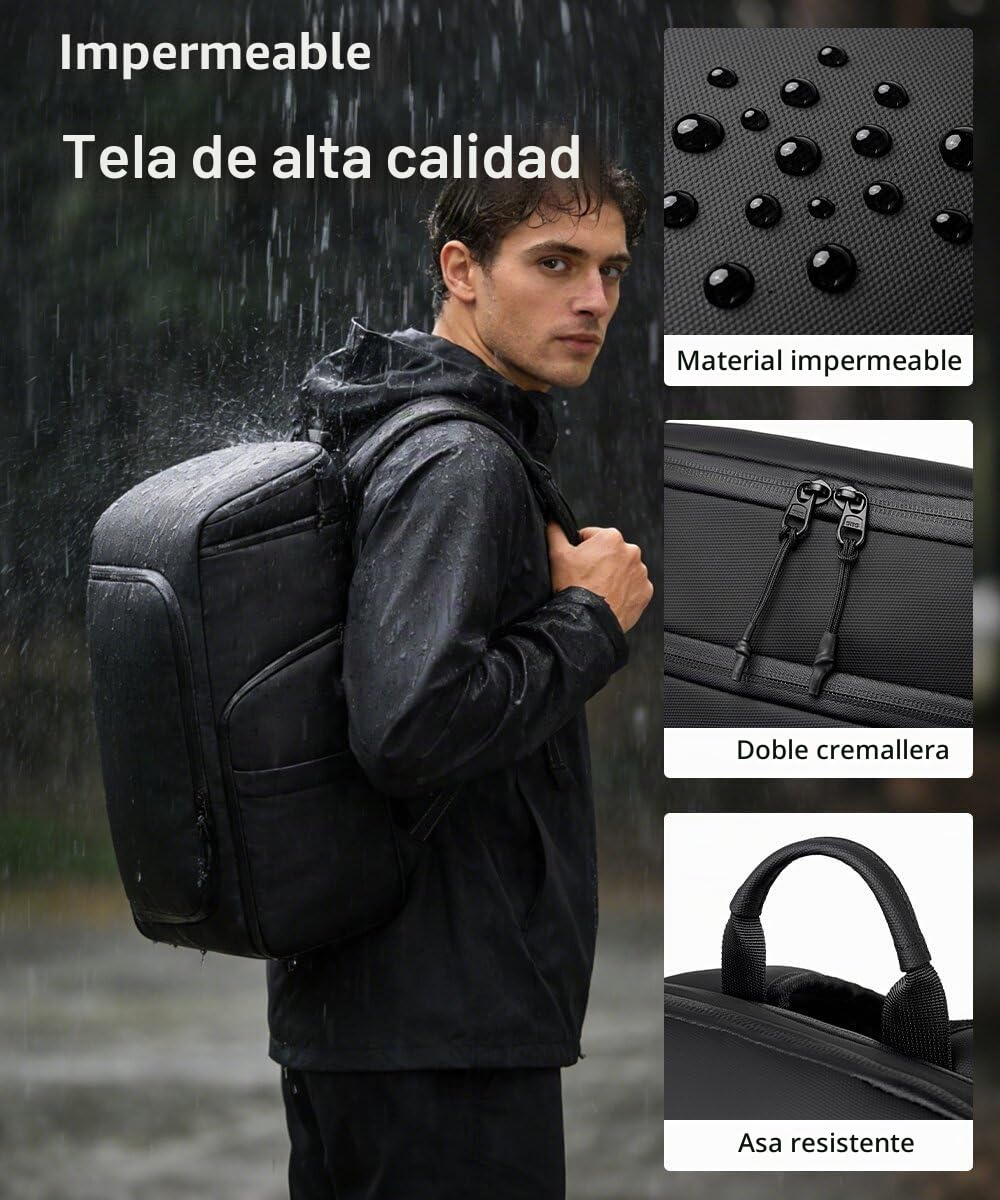 Mochila de Negocios para Hombre 43 L Gran Capacidad Mochila para Ordenador Portátil de 15,6 Pulgadas Resistente al Agua Oficina Viaje Senderismo