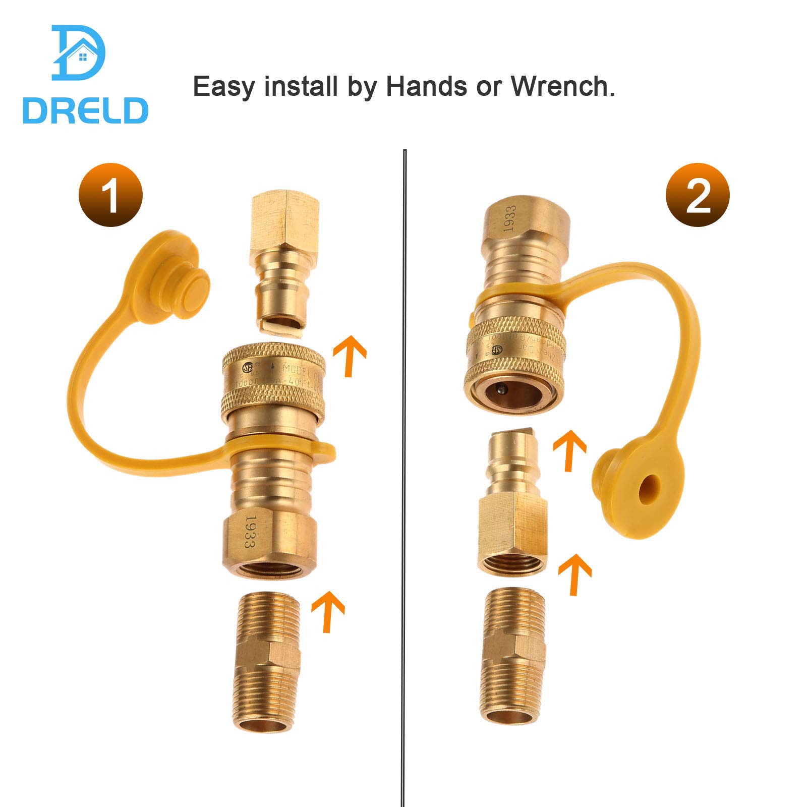 Buy DRELD 3/8 Inch Natural Gas Quick Connect Fittings, Propane Gas