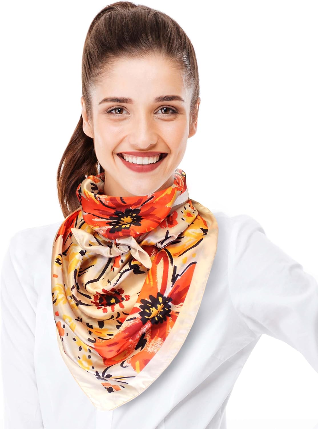 CBC Crown Autumn Fall Leaves Leaf Pattern Silky Feel Scarf 13"x60" or 35"x35" - Image 3