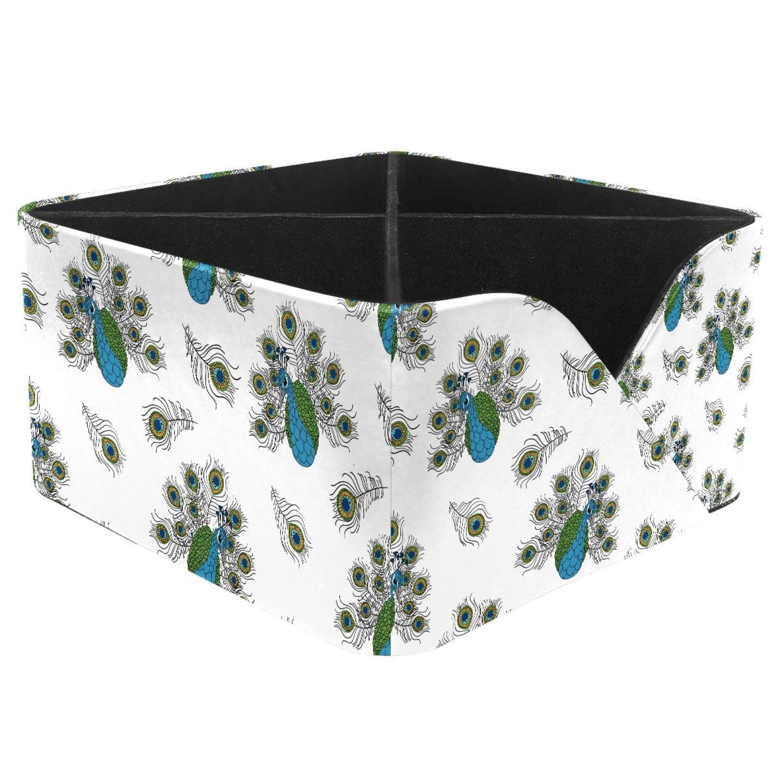 KengjuTesu Peacock Birds Desktop Organizer Pen Holder, Rectangular Pencil Cup for Office, Study and Makeup Stations