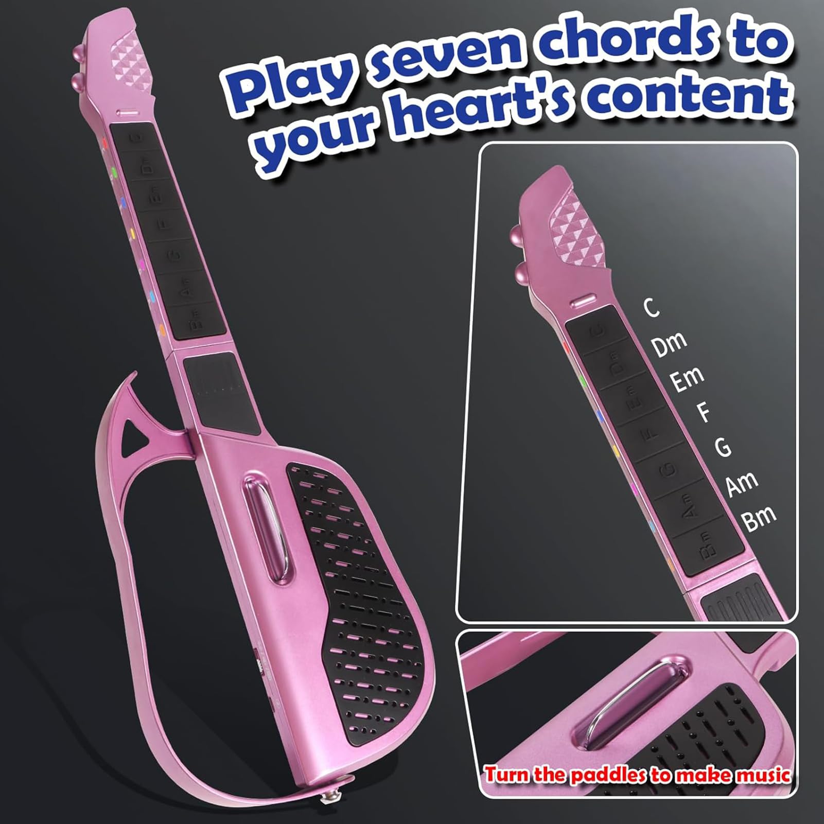 Guitarra Infantil Guitarra Sin Cuerdas para Principiantes | Instrumento Musical Eléctrico Plegable para Educación Musical Niños Viaje Escuela Actividades Aula Hogar