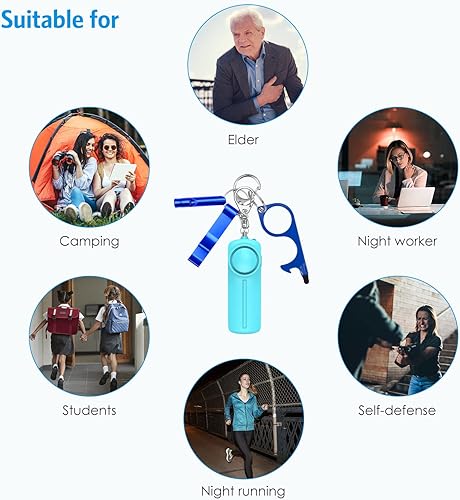 Miniatura 7 de AMIR Juego de llaveros de seguridad para mujeres y niños, 4 piezas de accesorios de llavero de seguridad, juego de llaveros de defensa personal para