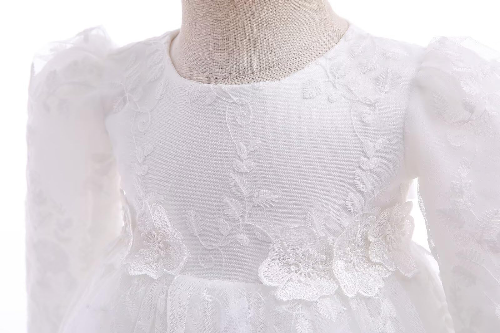 Baby Girl Taufkleid Lang Segenskleider Weiß Formale Brautkleider Besondere Anlässe Kleid für Neugeborene