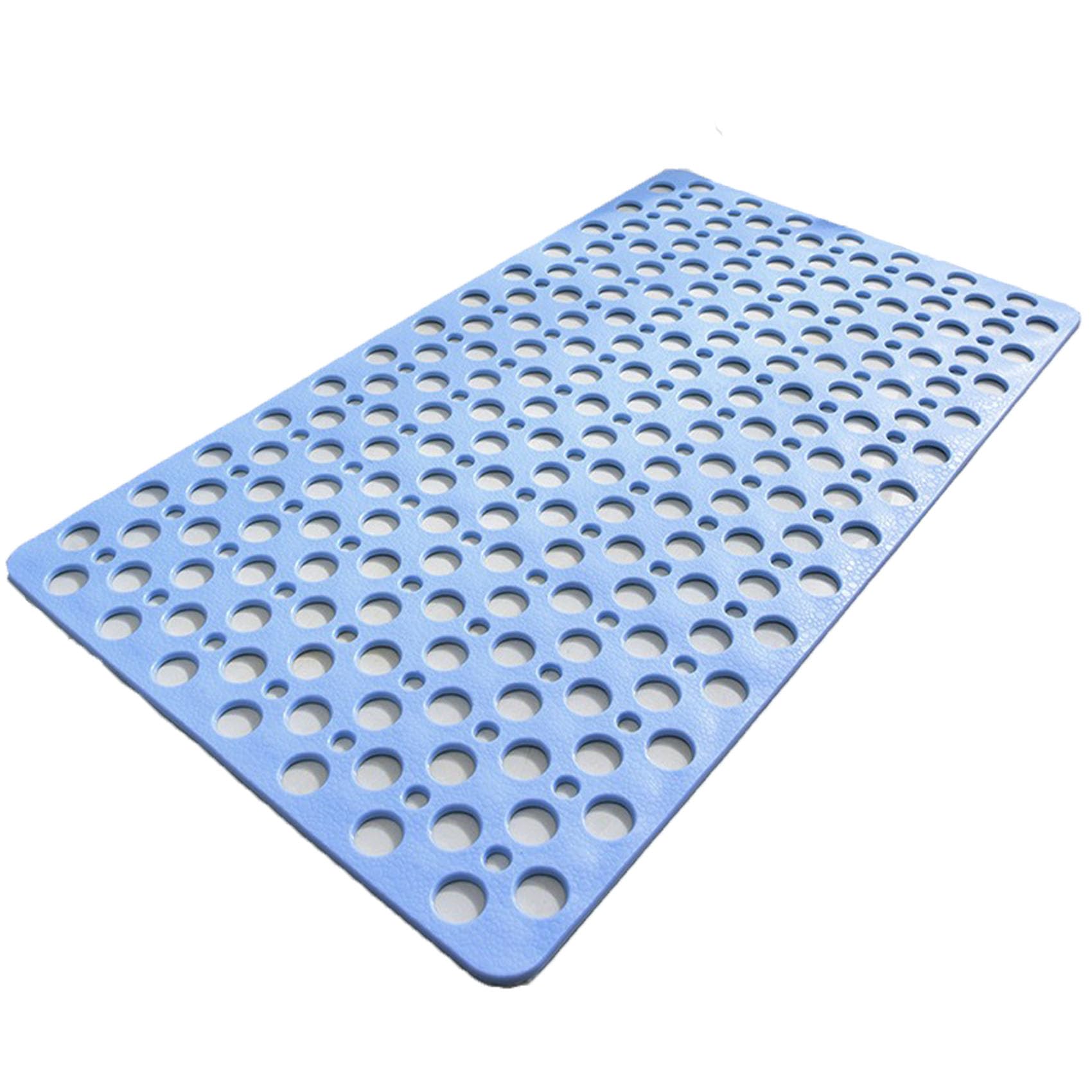 Bath Mat, Non Slip Shower Mat with Strong Suction Cups, Drain Holes and Secure Grip for Bathroom, Bath and Shower Use (Blue,53 * 53cm)