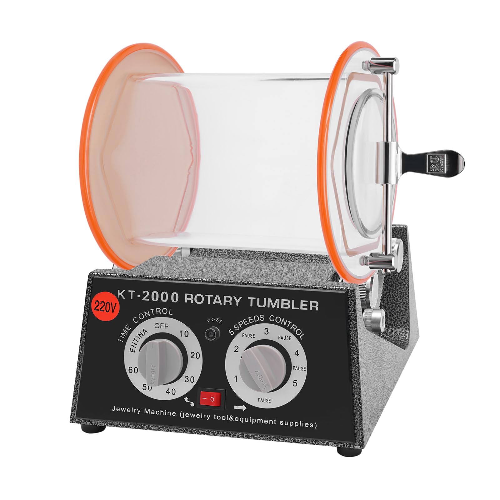 Lucidatrice Rotante Timer Lucidatrice Gioielli Rotante 3 Kg - Con Timer, 4 Velocità, Tamburo 15 Cm - Per Monete, Metall Mulino Sfere Gioielli