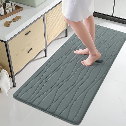 Miniatura 75 de Buganda - Alfombra de baño de espuma viscoelástica 24x16, tapetes de baño extra suaves y absorbentes, antideslizantes y lavables a máquina para el