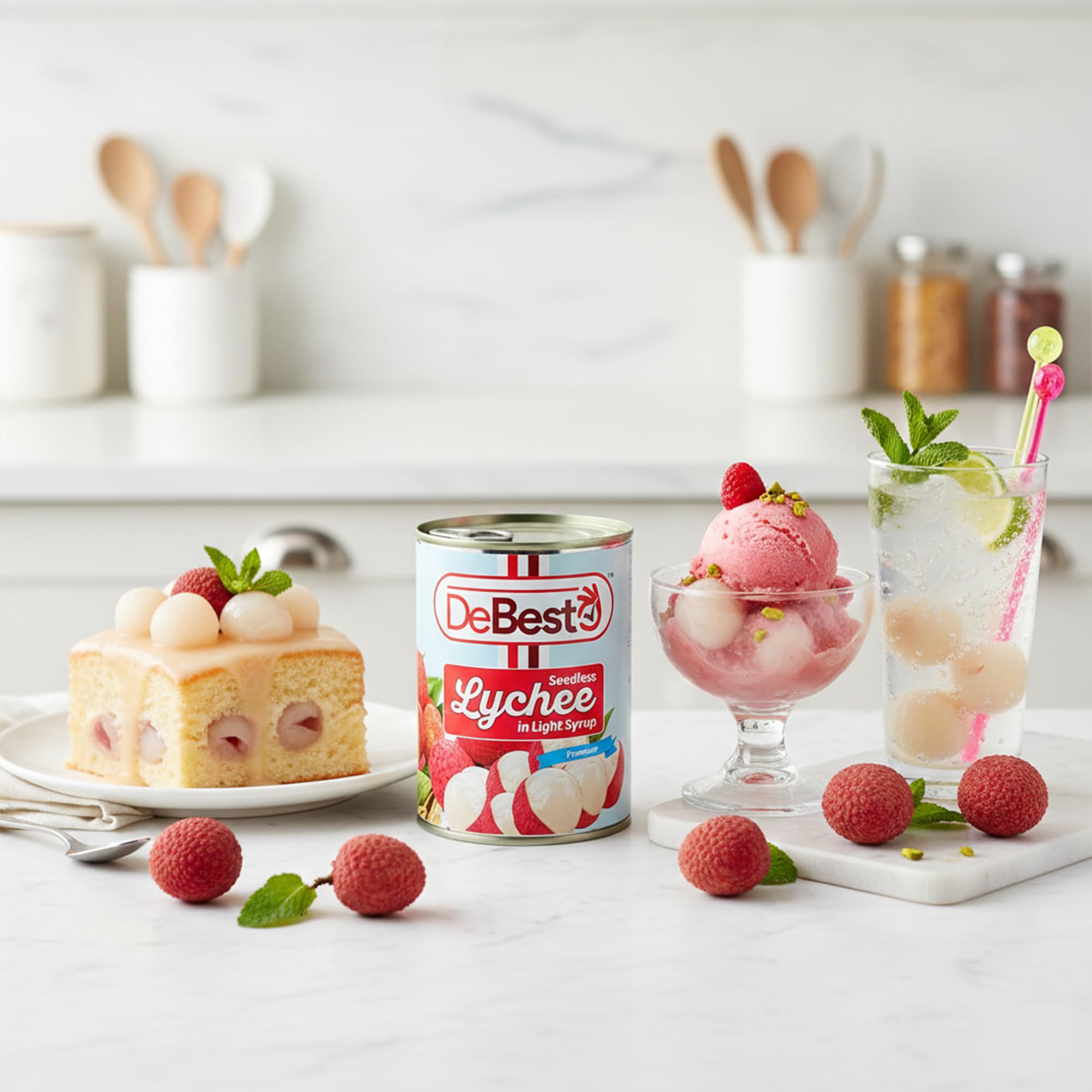 De Besto Premium, Imported Seedless Lychee 567 Gm (Easy Open Can) 3