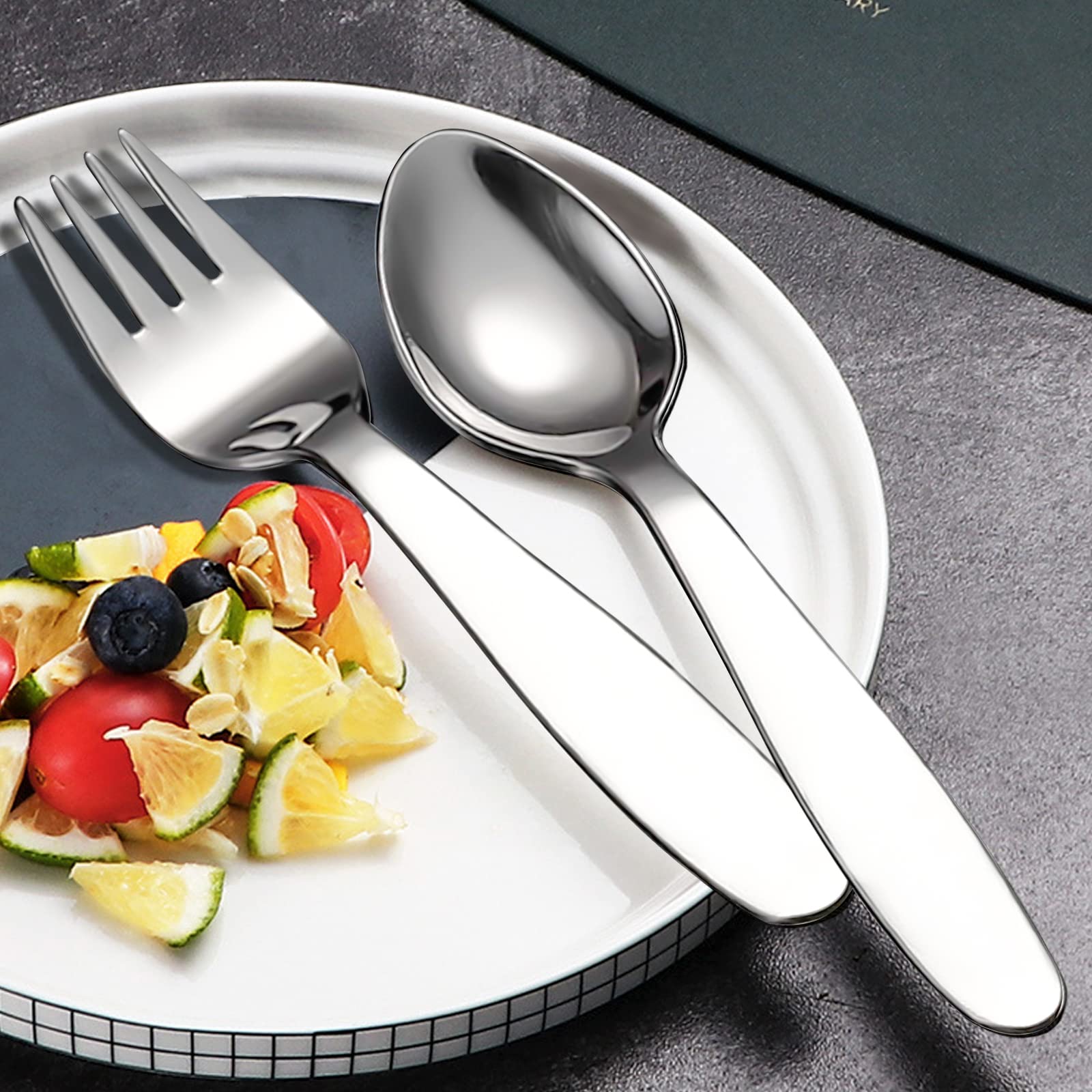 VANRA Set di posate per bambini in acciaio inox 18/8 di alta qualità, 15 cm, set di 4 posate per casa e scuola (4 cucchiai)