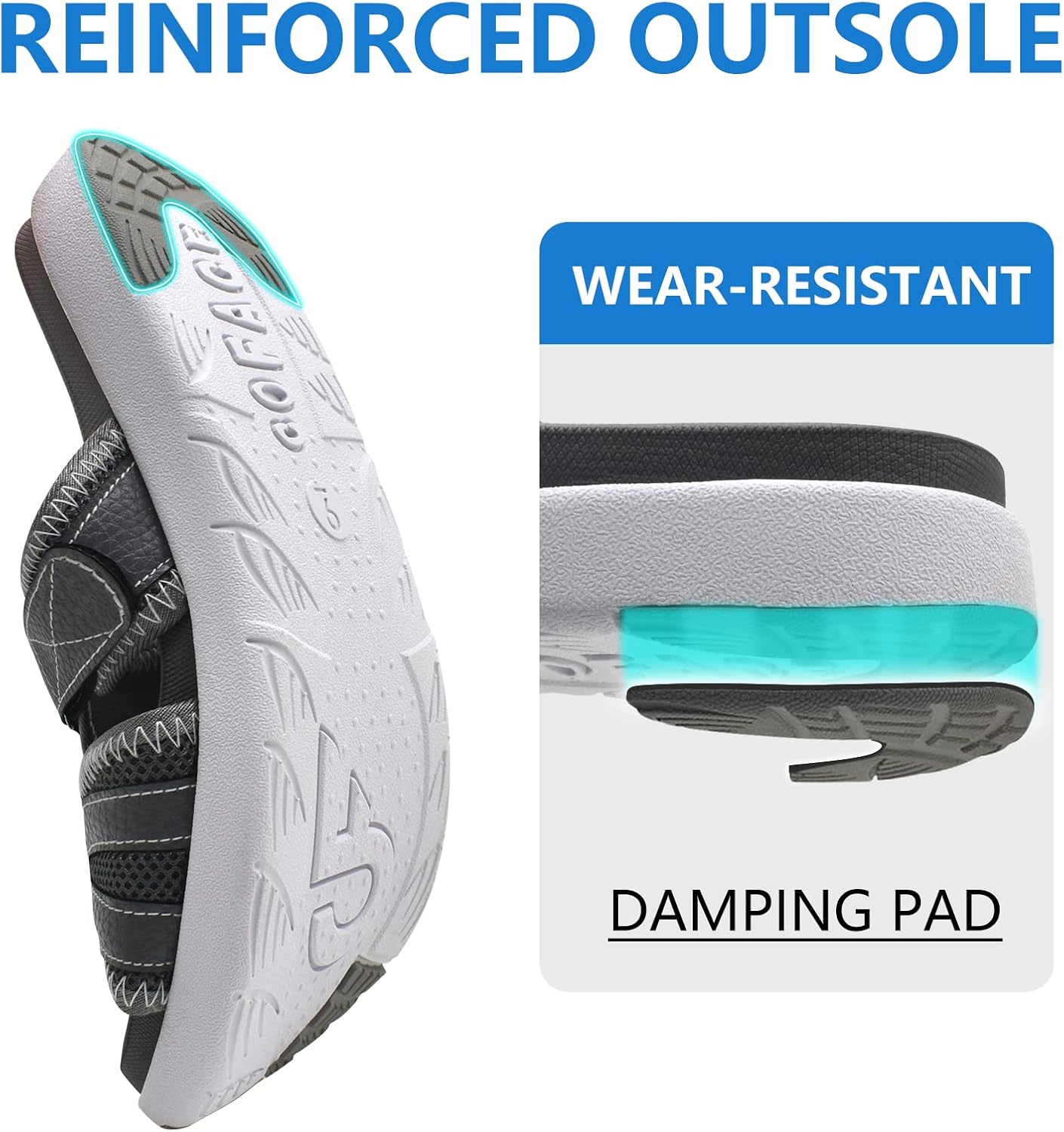 COFACE Mens Sport Recovery Sandals Plantar Fasciitis Soft Cushion Lightweight Orthotic Slides for Men - Image 6