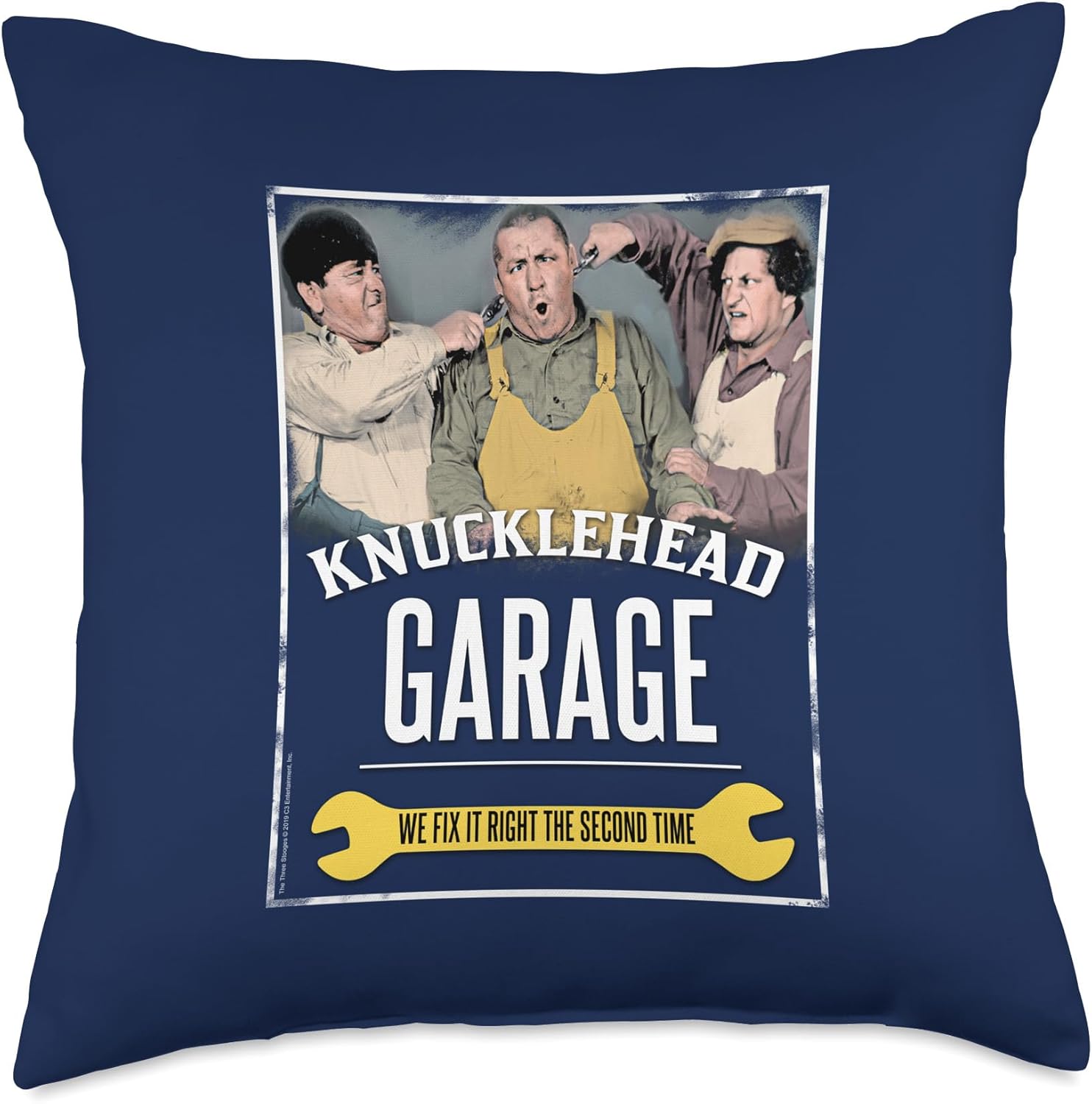 The Three Stooges Knucklehead Garage Throw Pillow