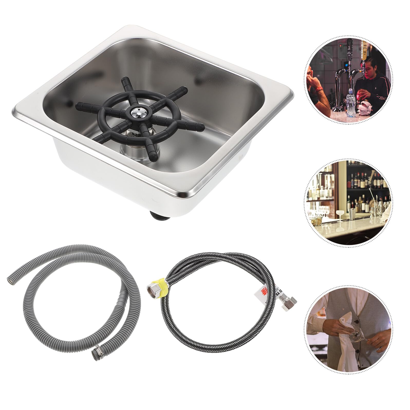 Lavabicchieri Automatico in Acciaio Inox Risciacquo Rapido e Connettore 1/4 Pollice, Adatto per Bar e Negozi di Caffè, per Tazze e Bicchieri