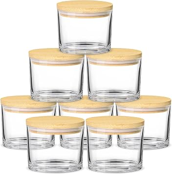SUPMIND 12oz Candle Jars for Making Candles, 8 Pack Large Clear Glass Empty Candle Jars with Bamboo Lids, Wide Mouth Candle Container Bulk, Ideal for Candle Business