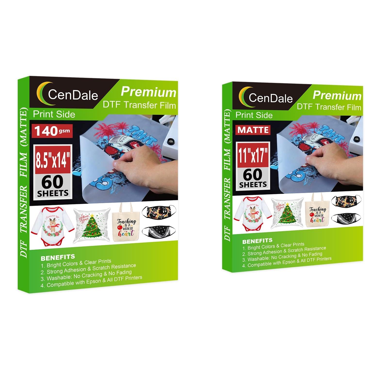 Save 32% on DTF Transfer Film 11"x17" and 8.5"x14" 60 Sheets Bundle