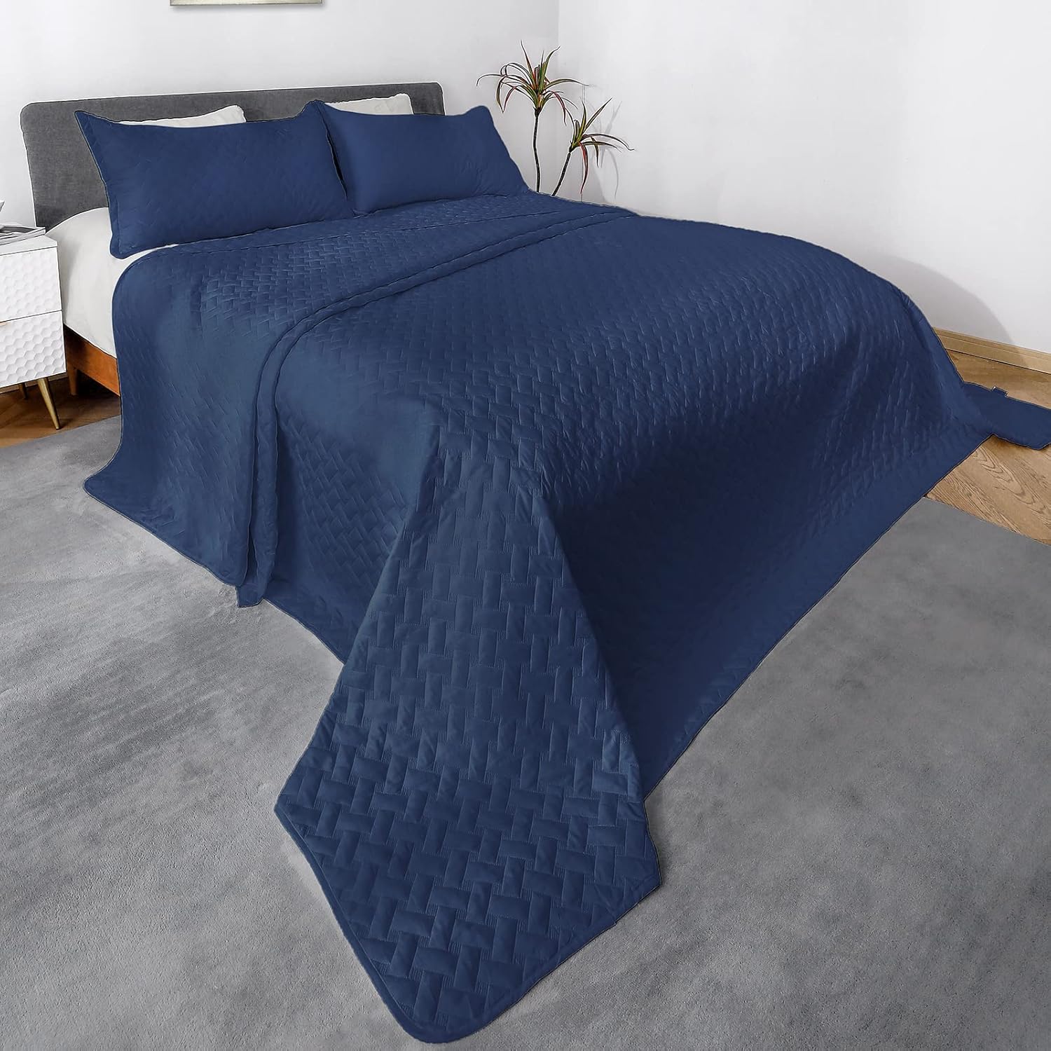 OFIXI 120x120 Extra Large California King Comforter 3 Piece Quilts Set