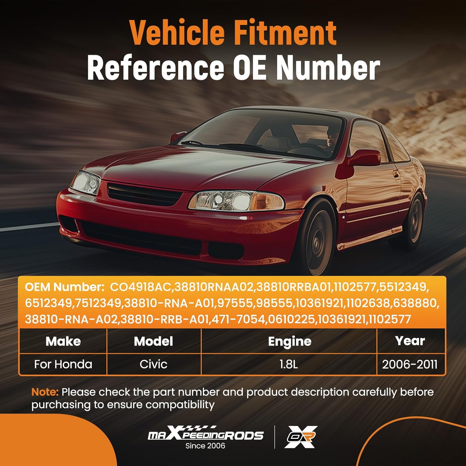 maXpeedingrods A/C AC Compressor with Clutch Fit for Honda Civic 1.8L 2006 2007 2008 2009 2010 2011